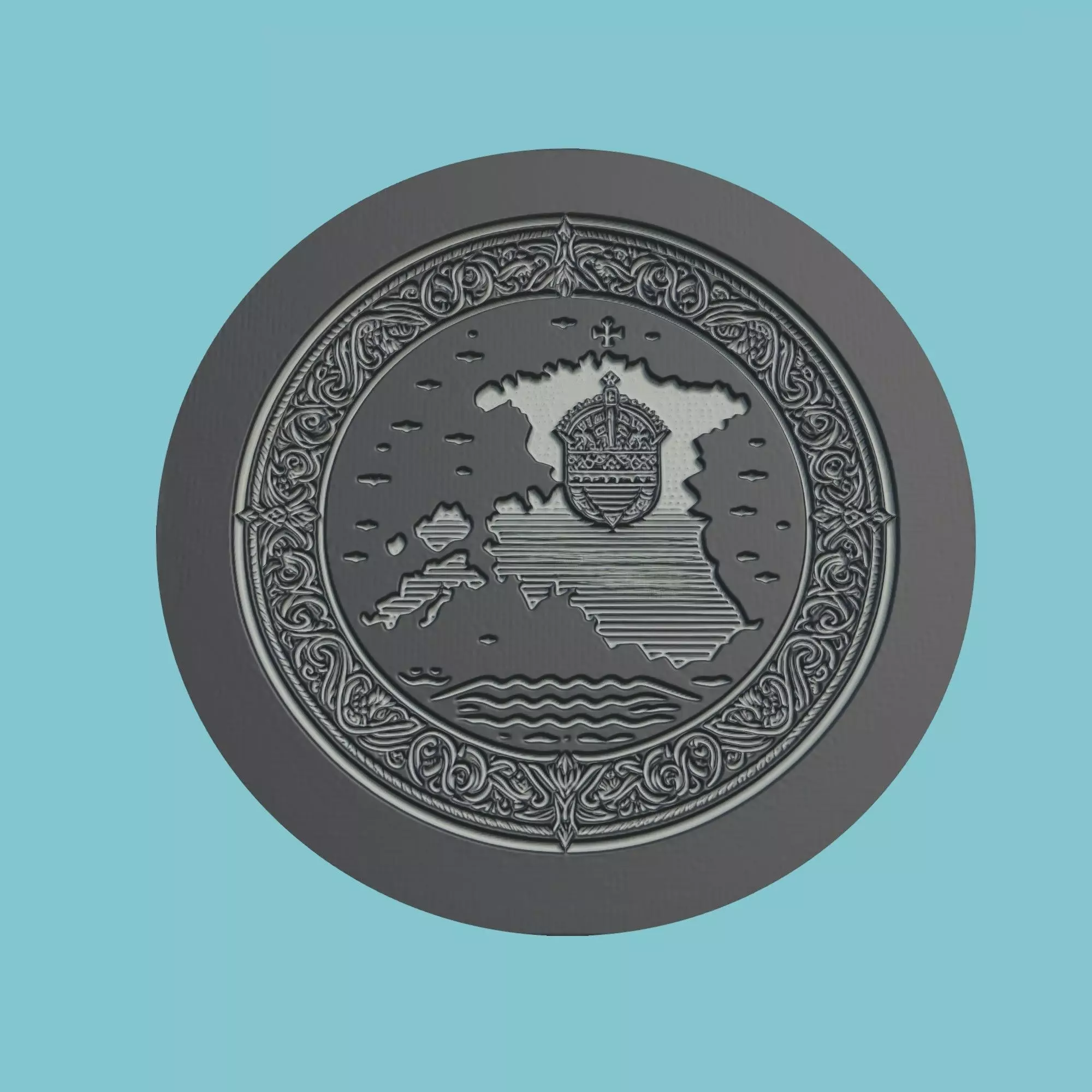 Estonia Map Medallion 3D print model_0