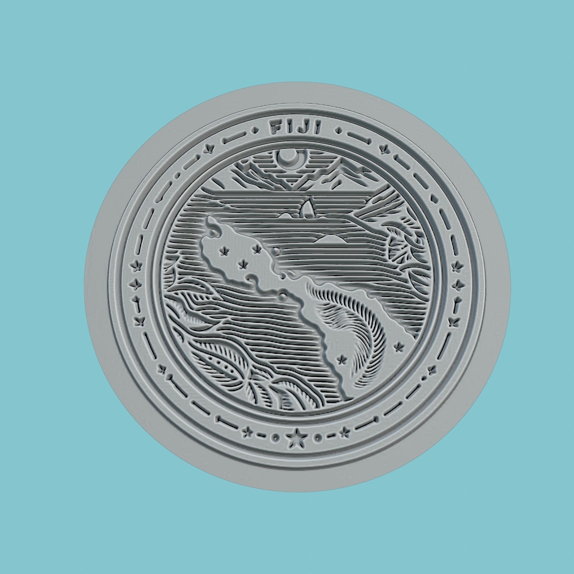 Fiji Map Medallion 3D print model_2