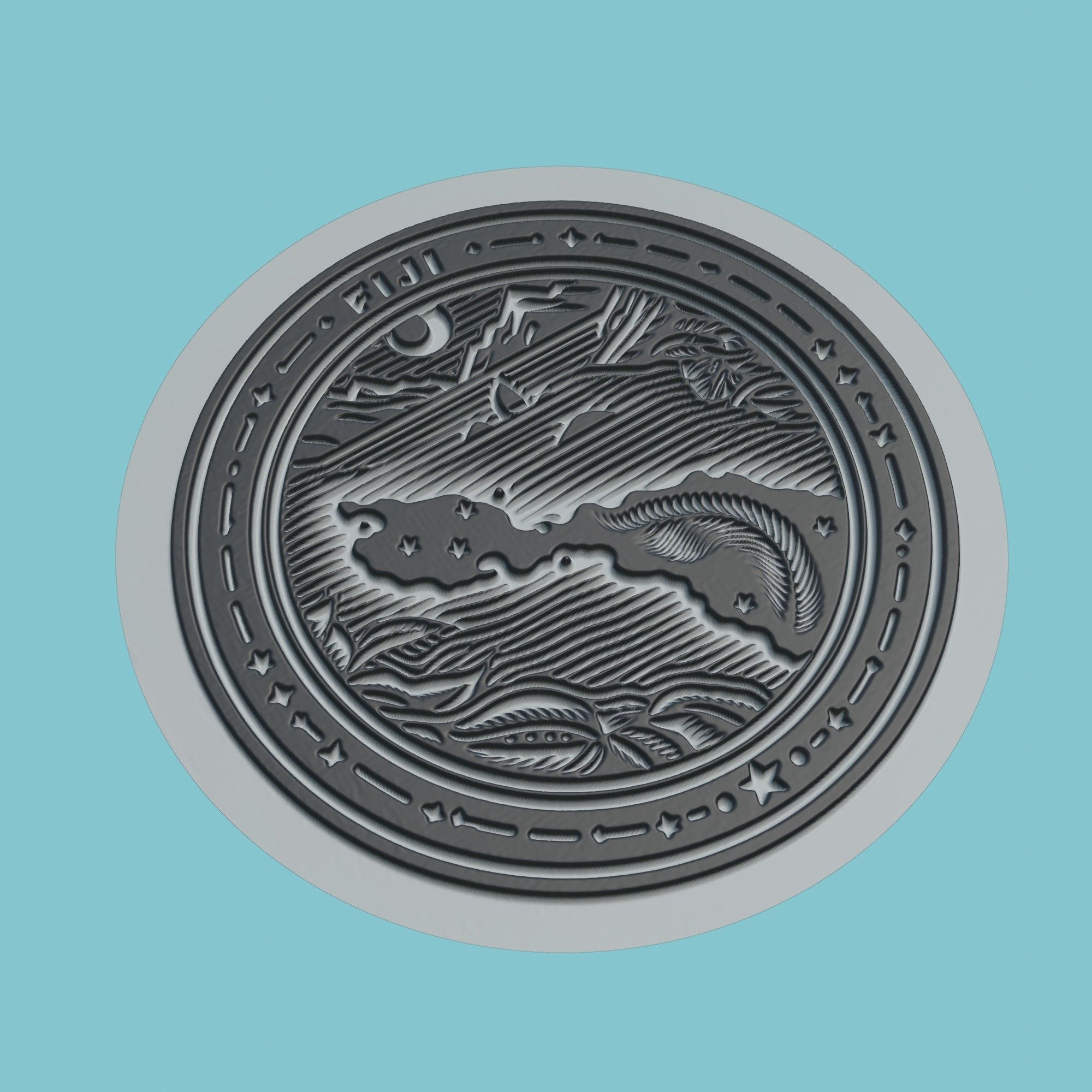Fiji Map Medallion 3D print model_1