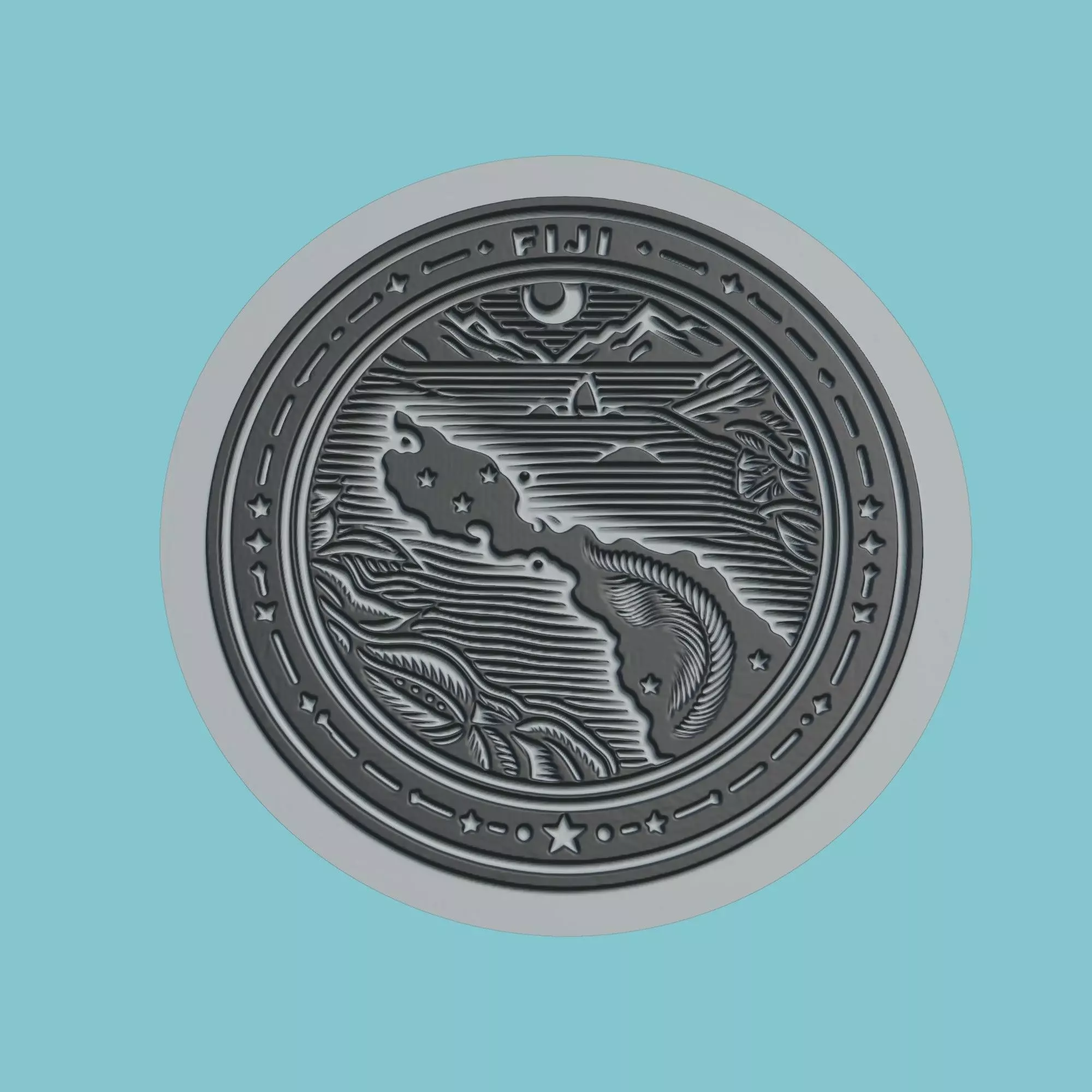Fiji Map Medallion 3D print model_0
