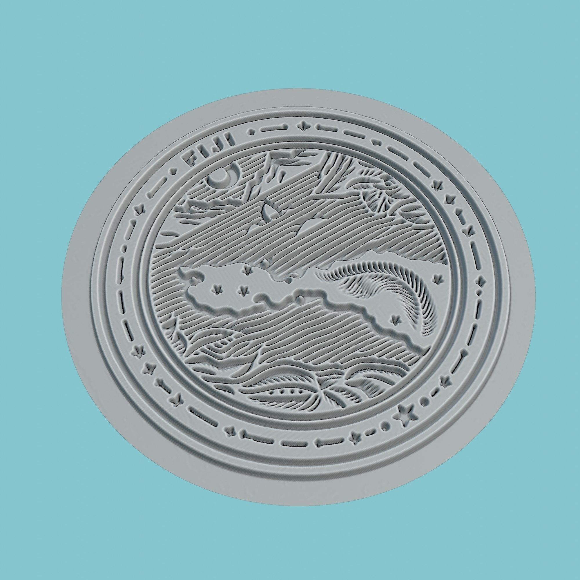 Fiji Map Medallion 3D print model_3