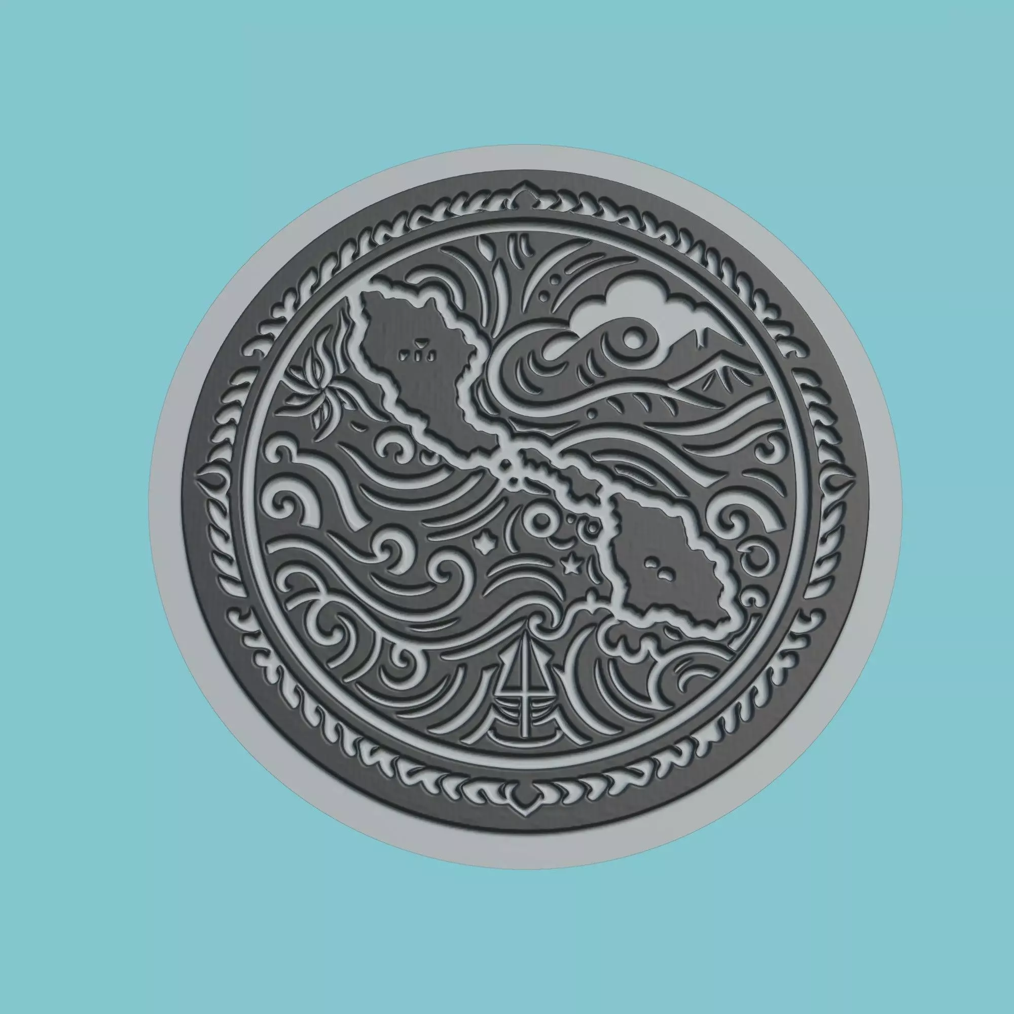 Fiji Map Medallion 3D print model_0