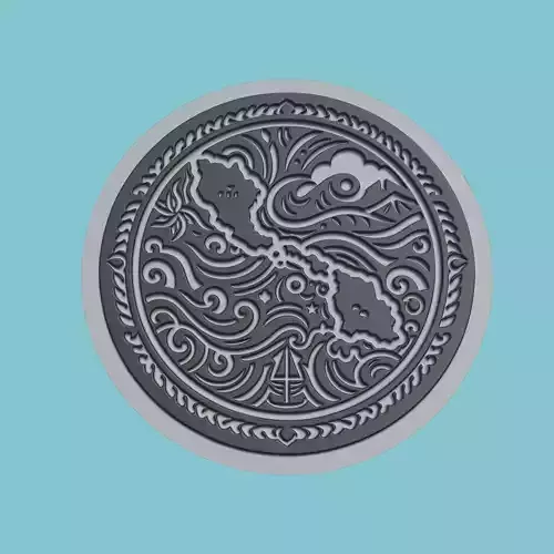 Fiji Map Medallion 3D print model