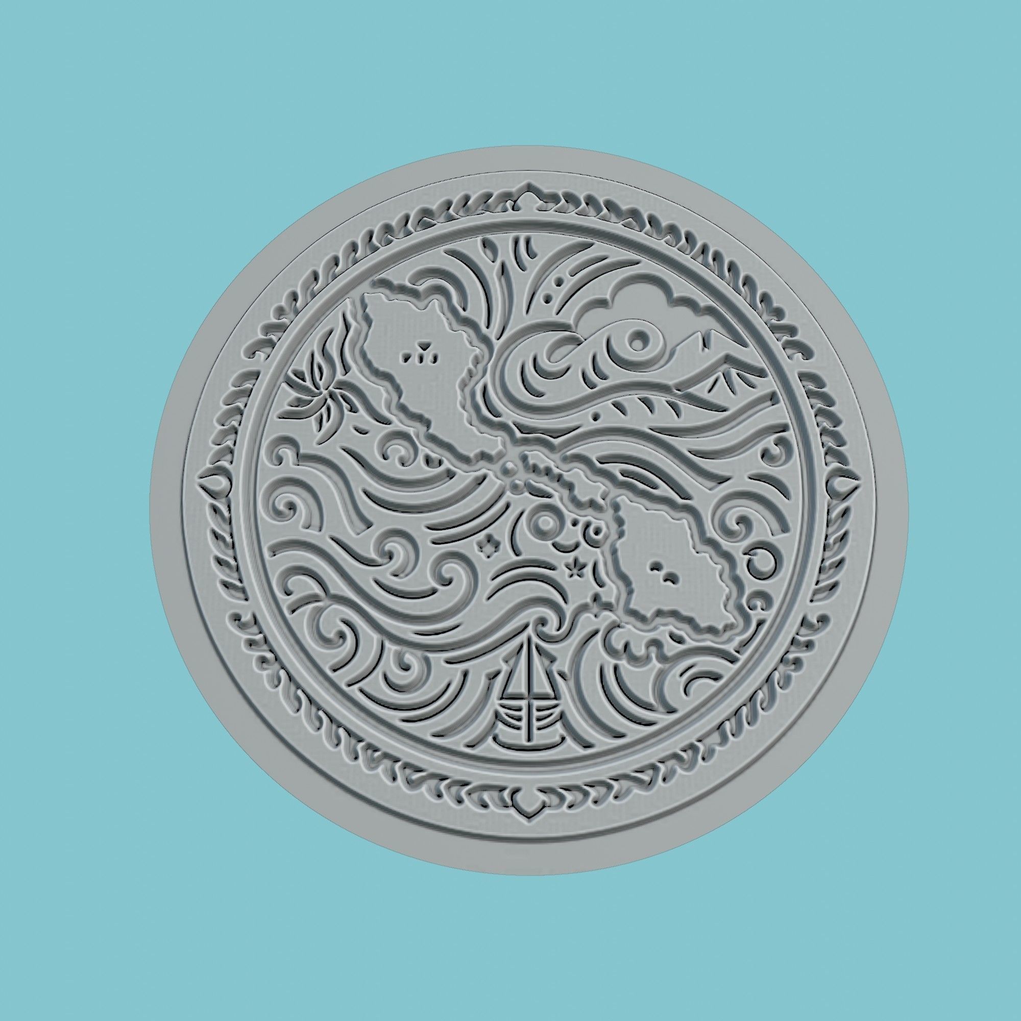 Fiji Map Medallion 3D print model_2