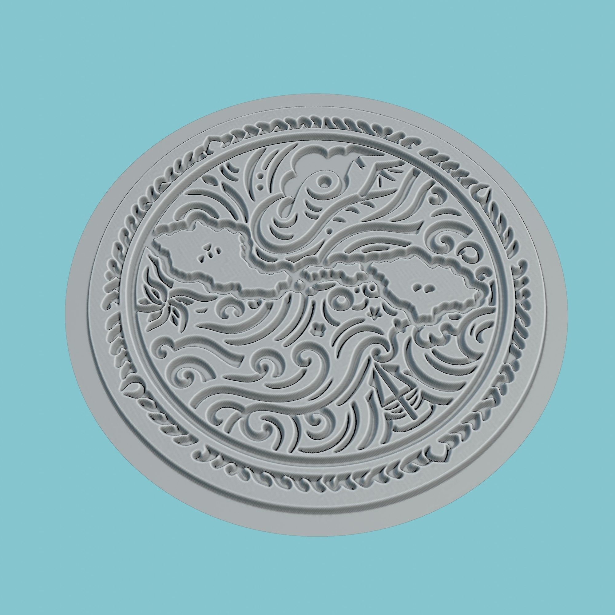 Fiji Map Medallion 3D print model_3