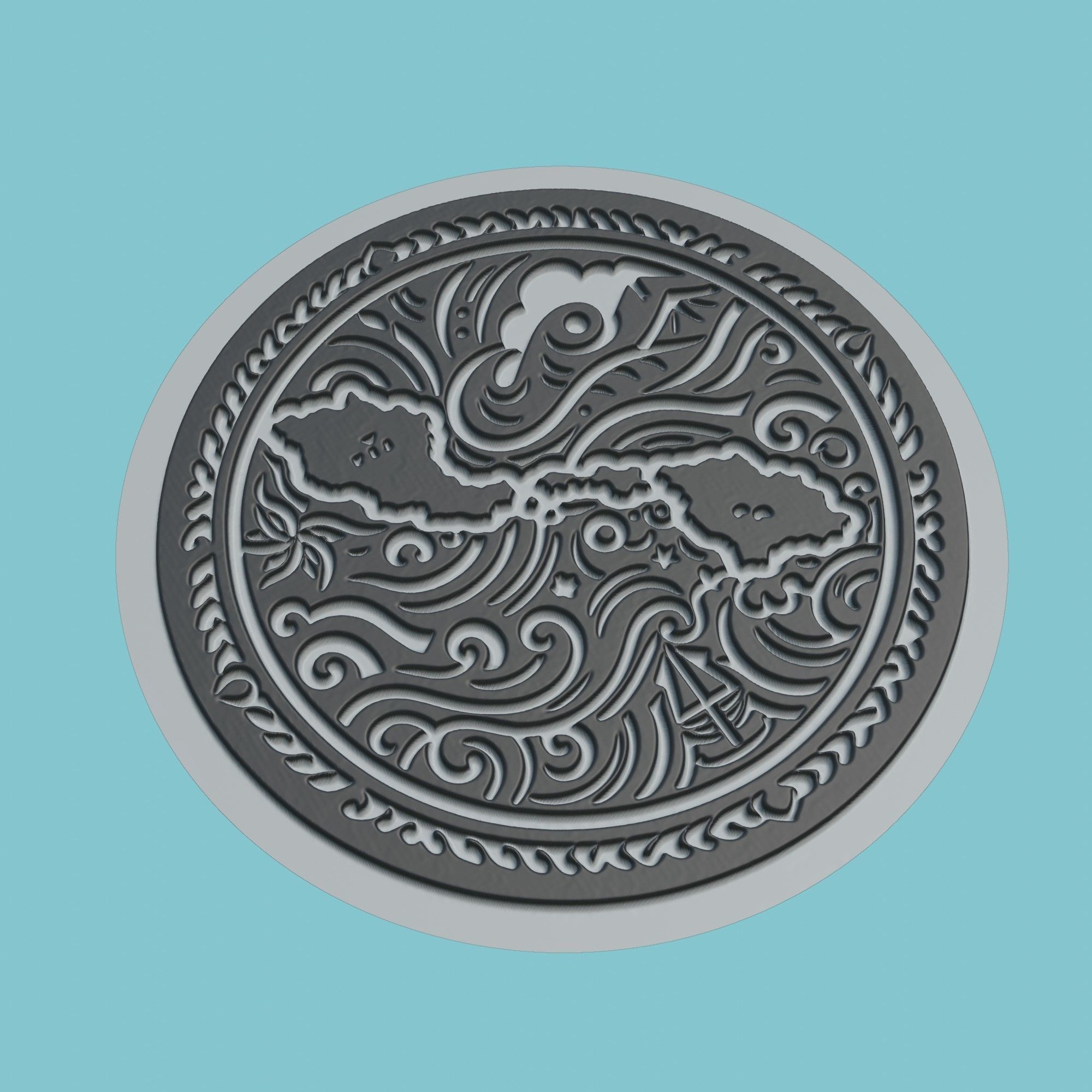 Fiji Map Medallion 3D print model_1