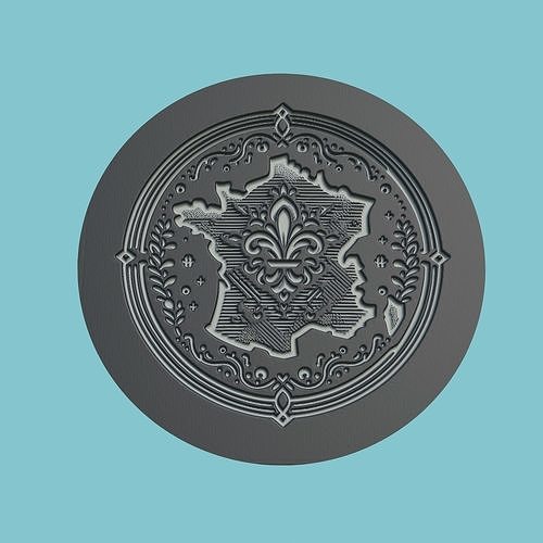 France Map Medallion 3D print model