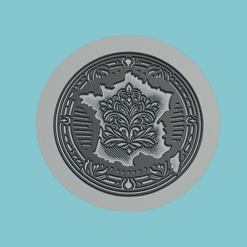 France Map Medallion 3D print model