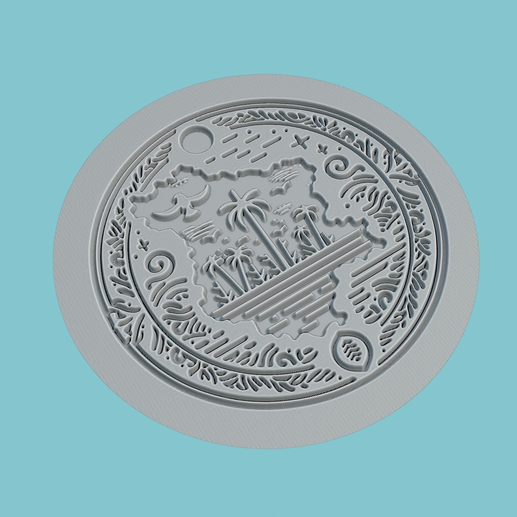 Gabon Map Medallion 3D print model_3