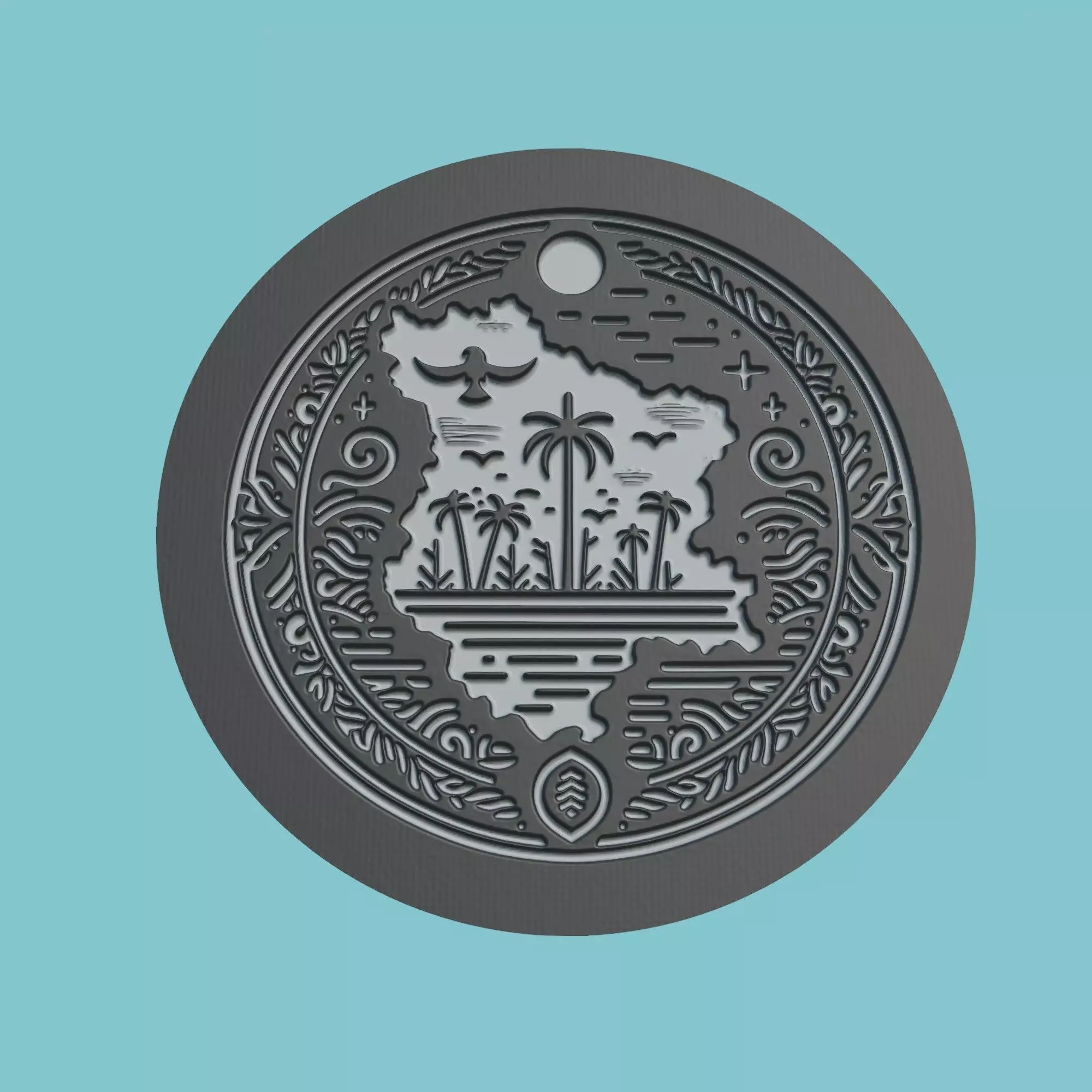 Gabon Map Medallion 3D print model_0