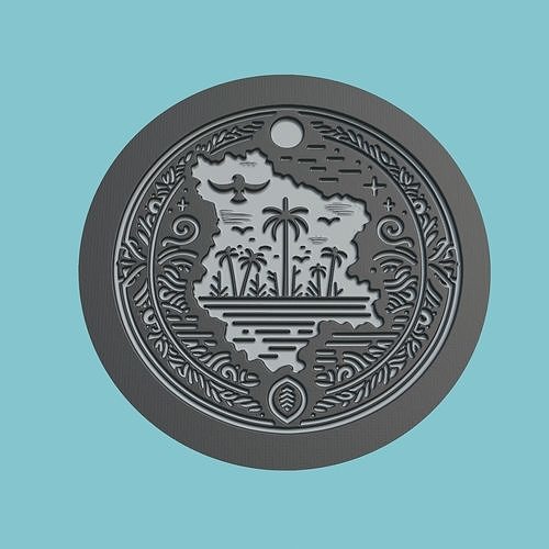 Gabon Map Medallion 3D print model