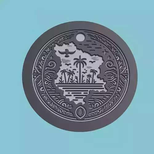 Gabon Map Medallion 3D print model