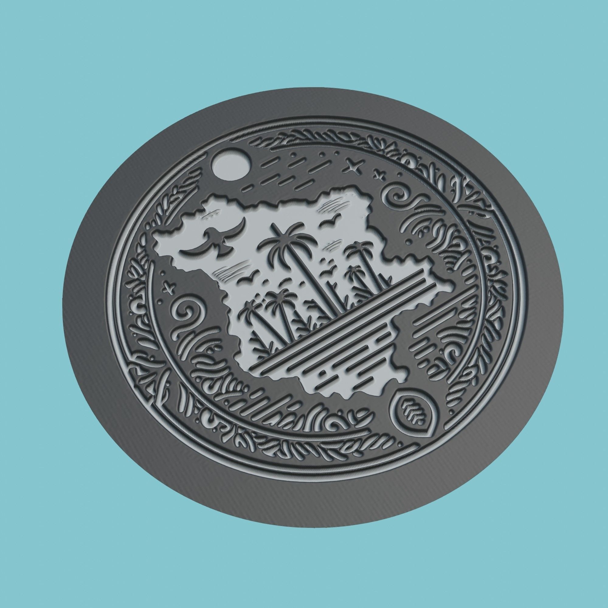Gabon Map Medallion 3D print model_1