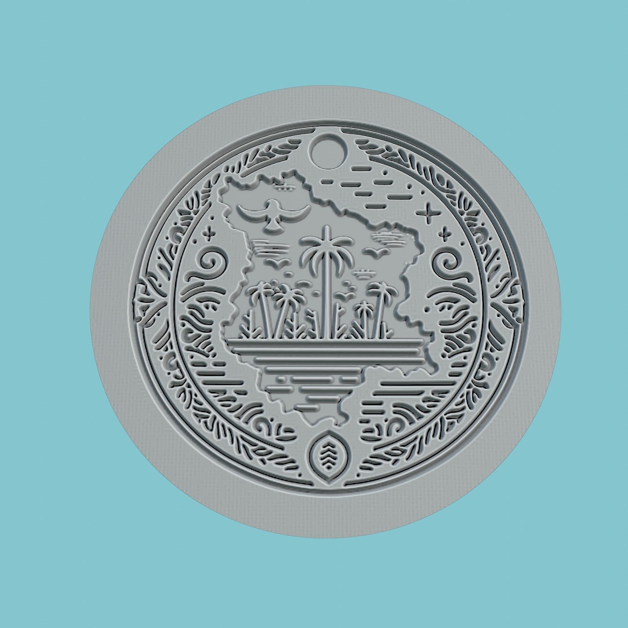 Gabon Map Medallion 3D print model_2