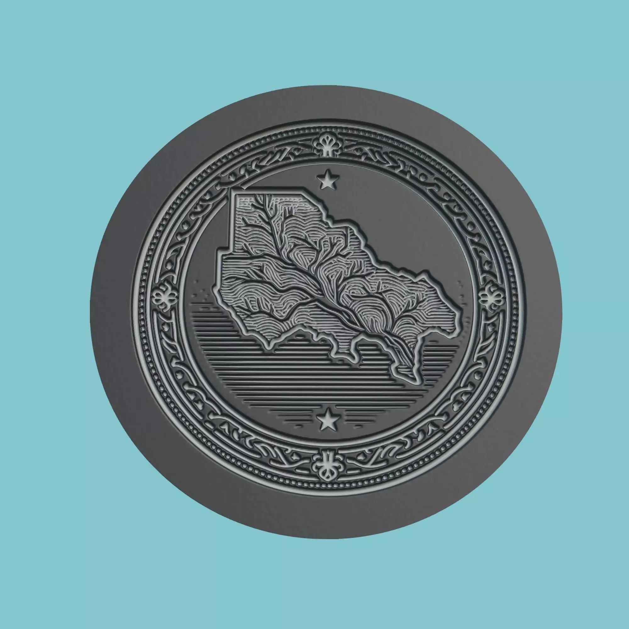 The Gambia Map Medallion 3D print model_0