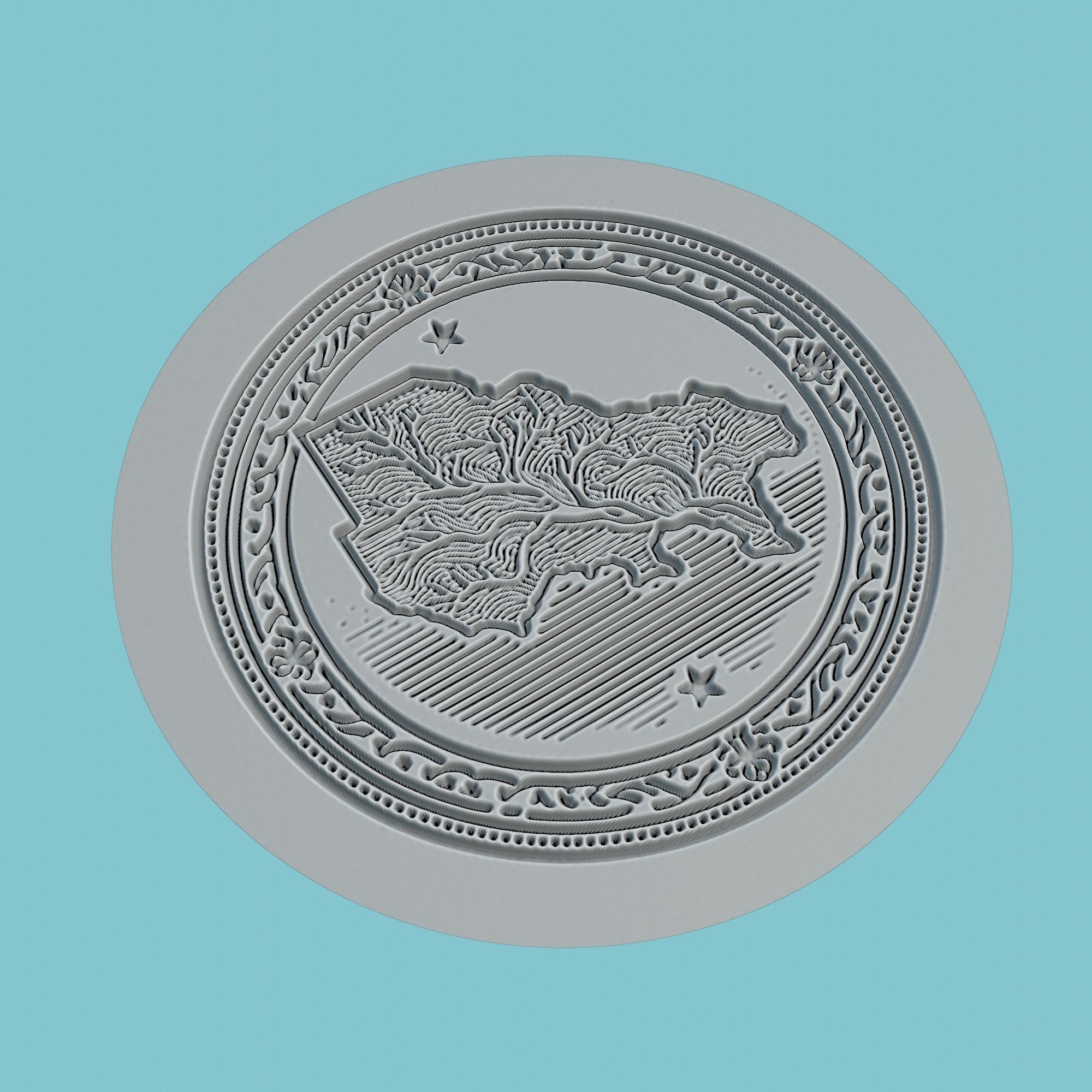 The Gambia Map Medallion 3D print model_3
