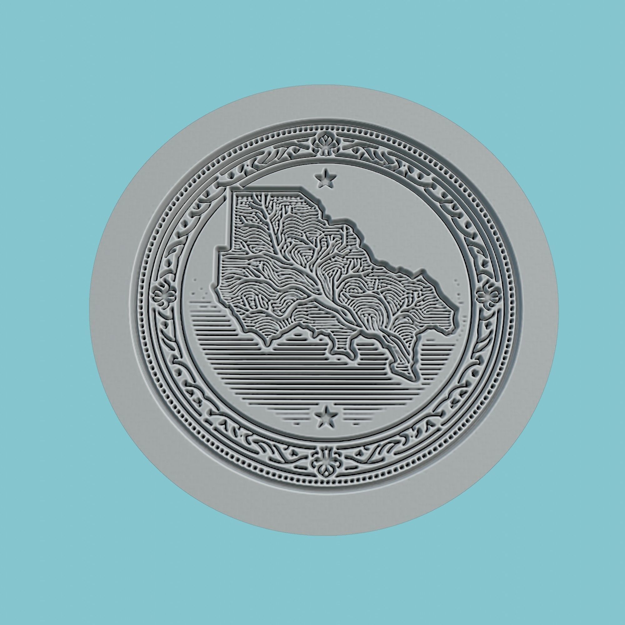 The Gambia Map Medallion 3D print model_2