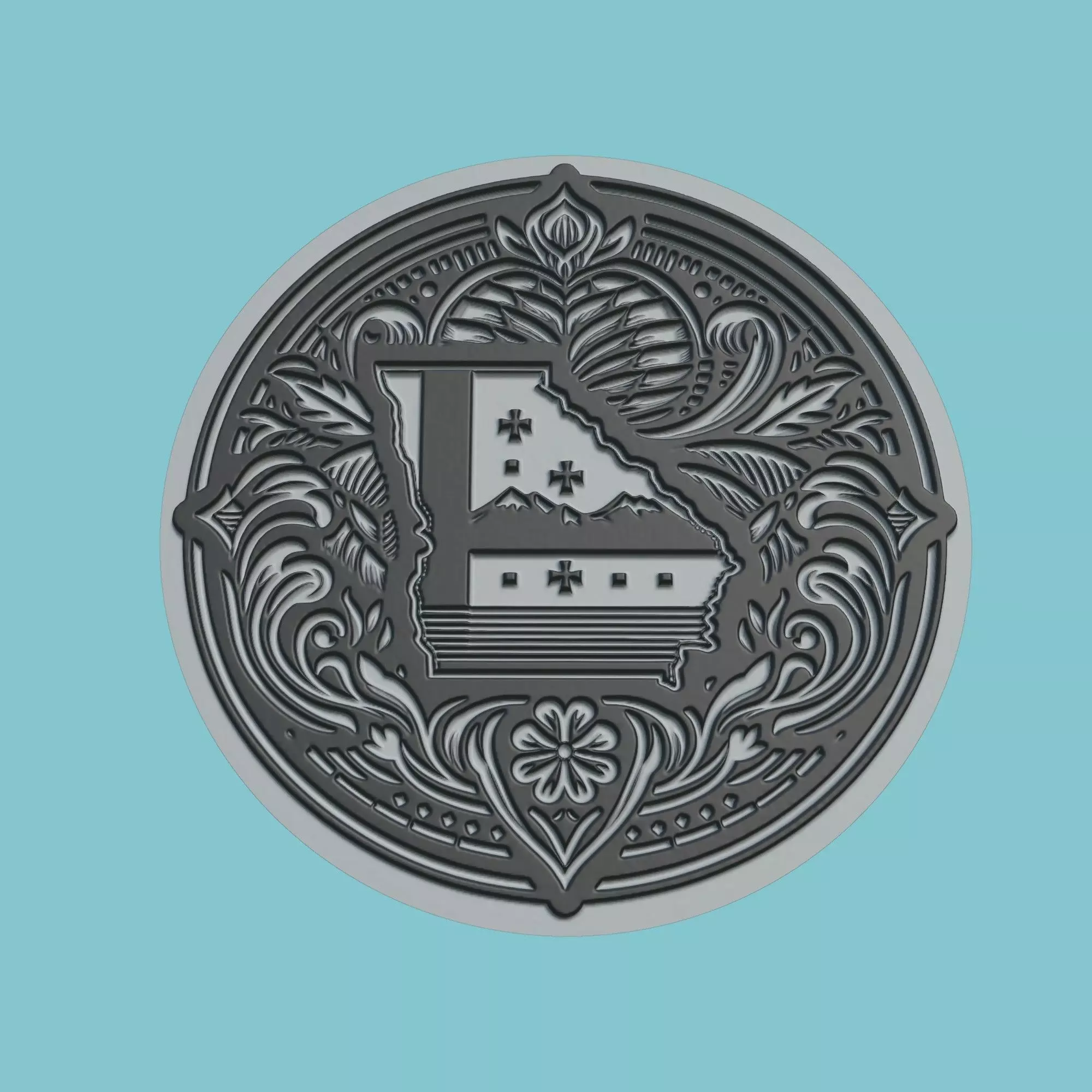 Georgia Map Medallion 3D print model
