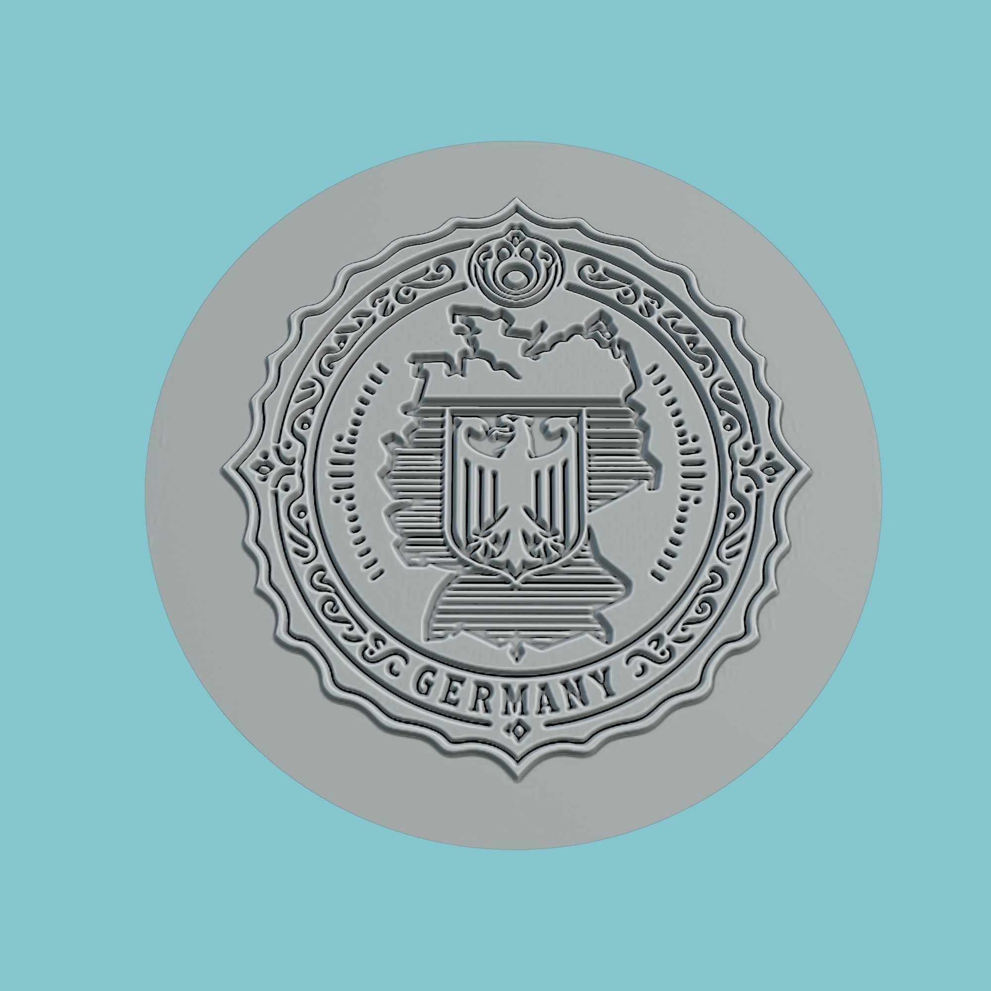 Germany Map Medallion 3D print model_2