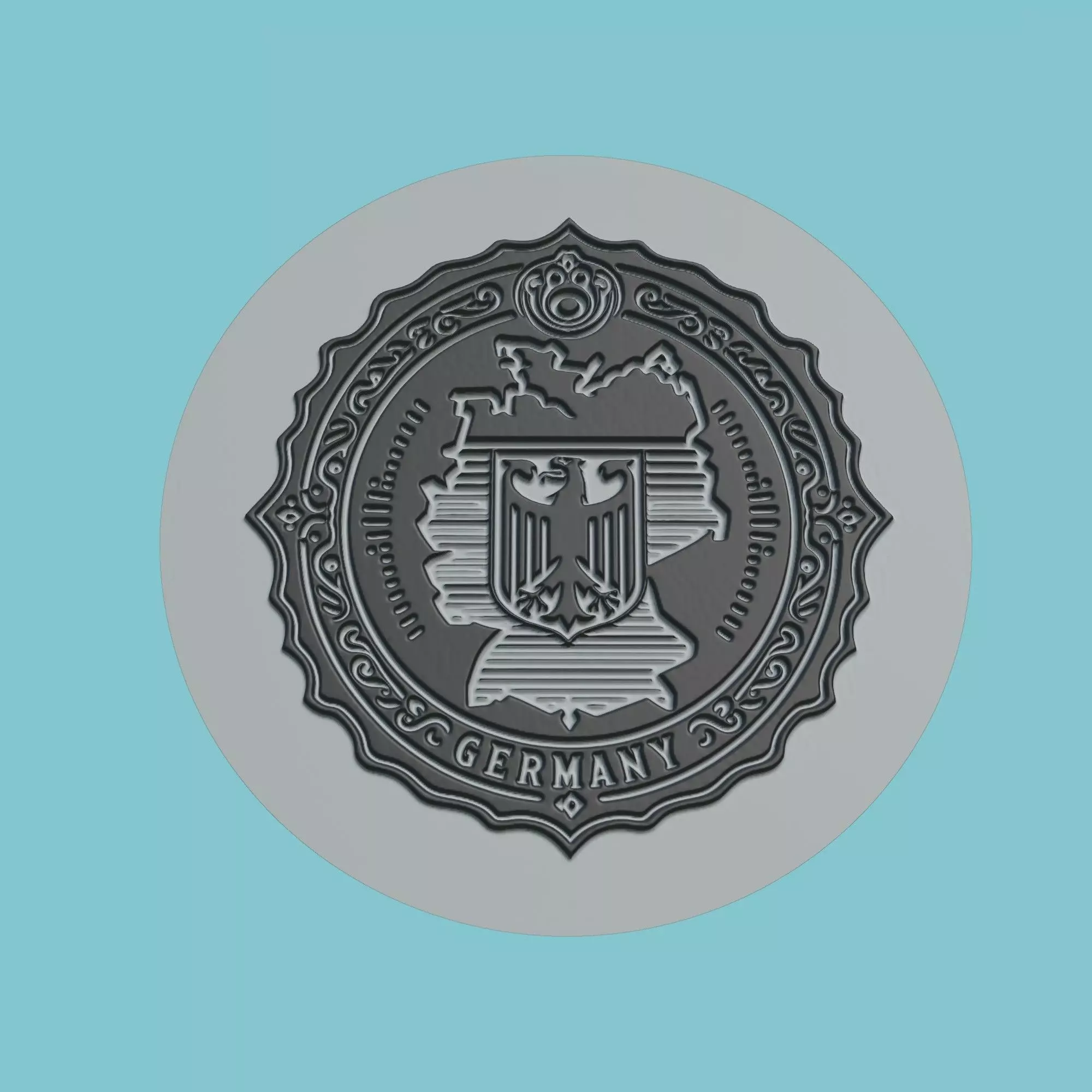 Germany Map Medallion 3D print model_0