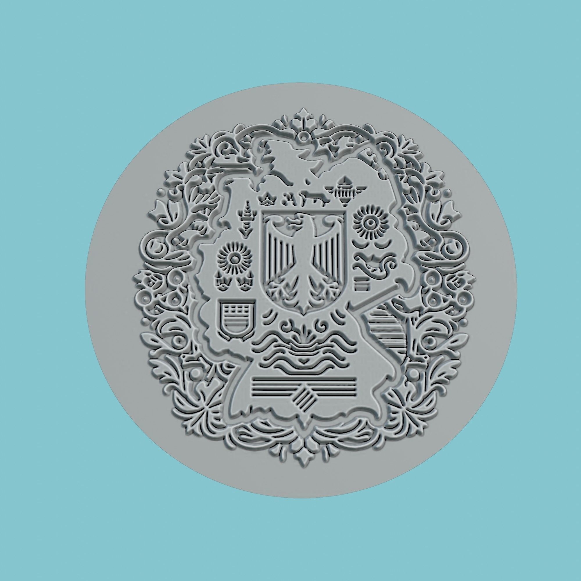 Germany Map Medallion 3D print model_2