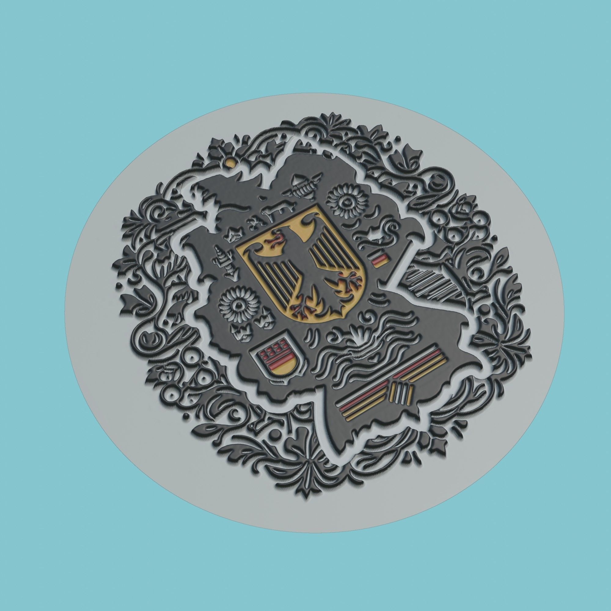 Germany Map Medallion 3D print model_1