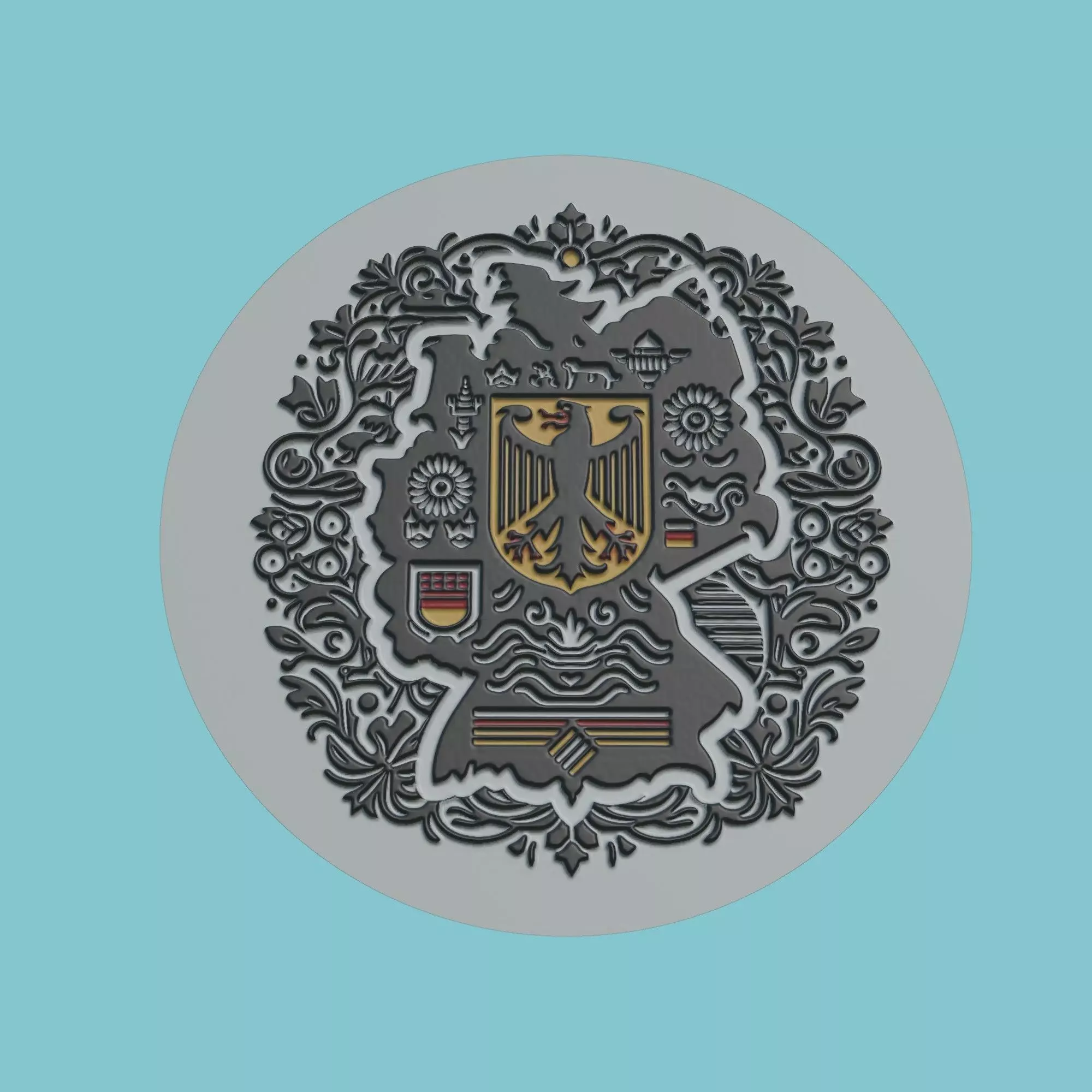 Germany Map Medallion 3D print model_0