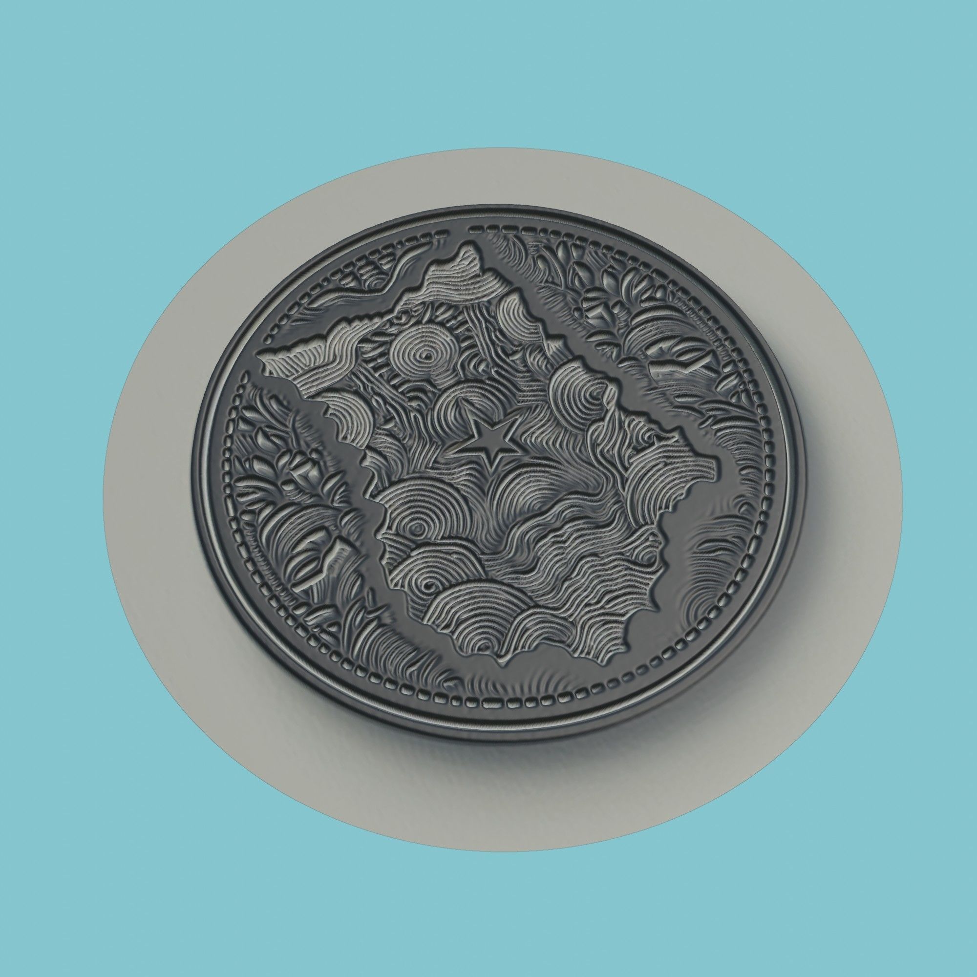 Ghana Map Medallion 3D print model_1