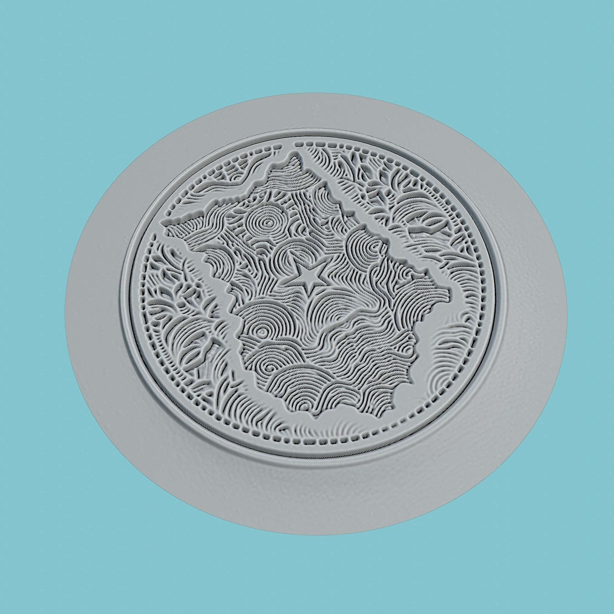 Ghana Map Medallion 3D print model_3