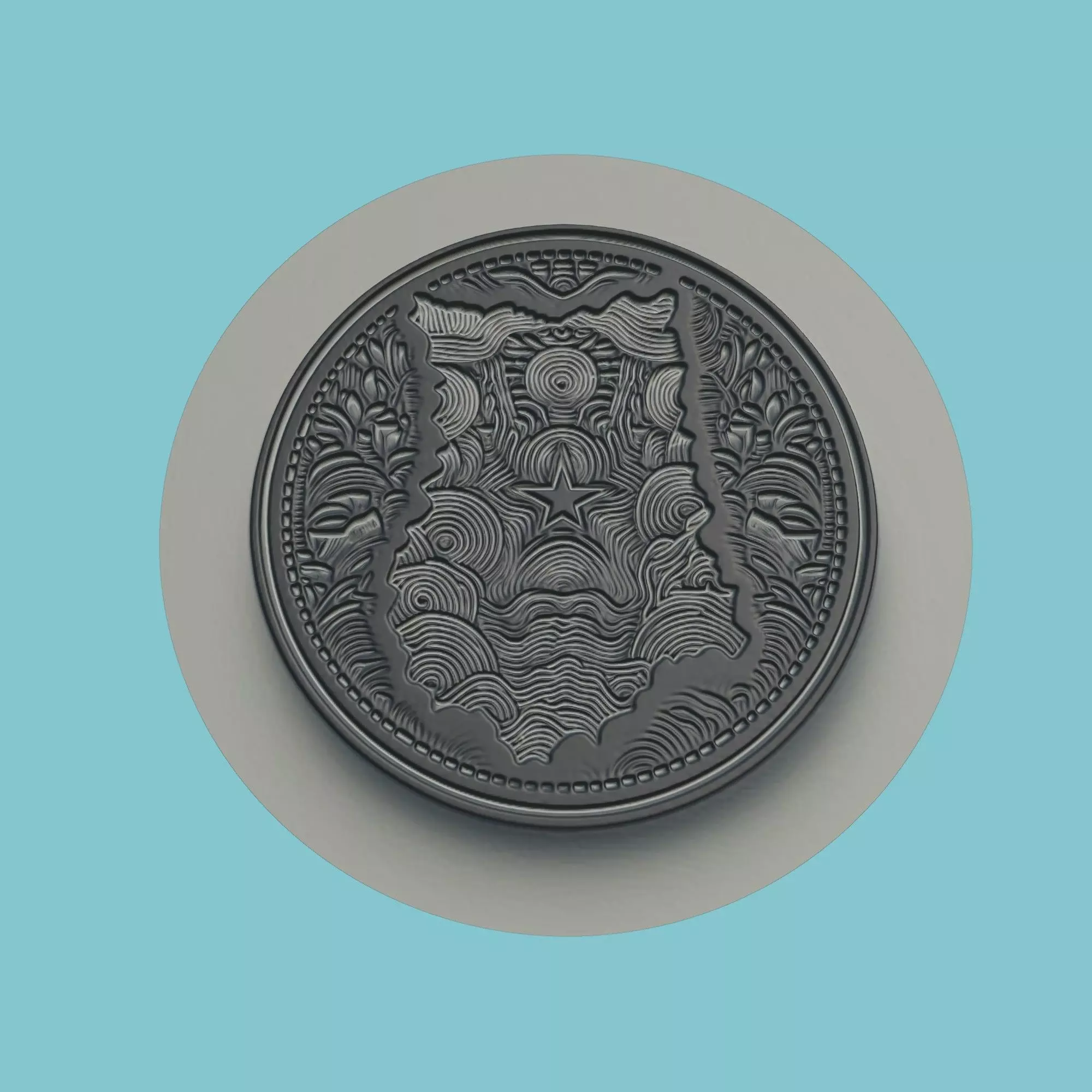 Ghana Map Medallion 3D print model_0