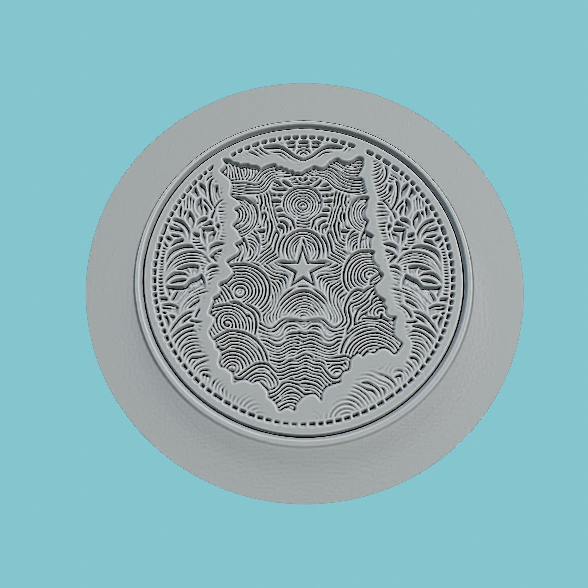 Ghana Map Medallion 3D print model_2