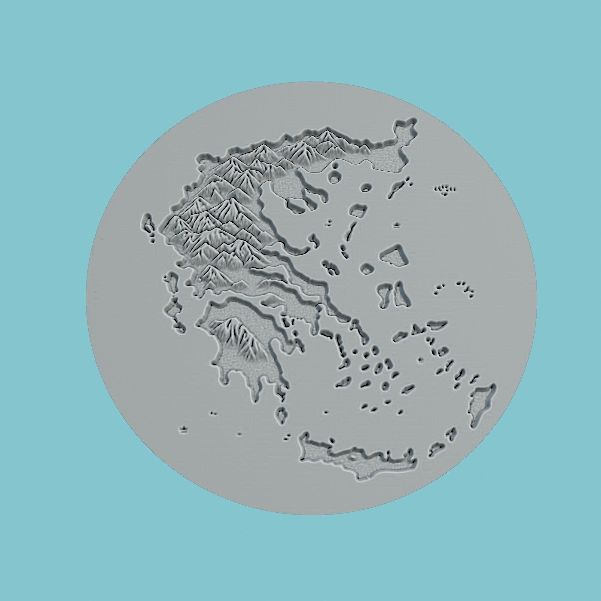 Greece Map Medallion 3D print model_2