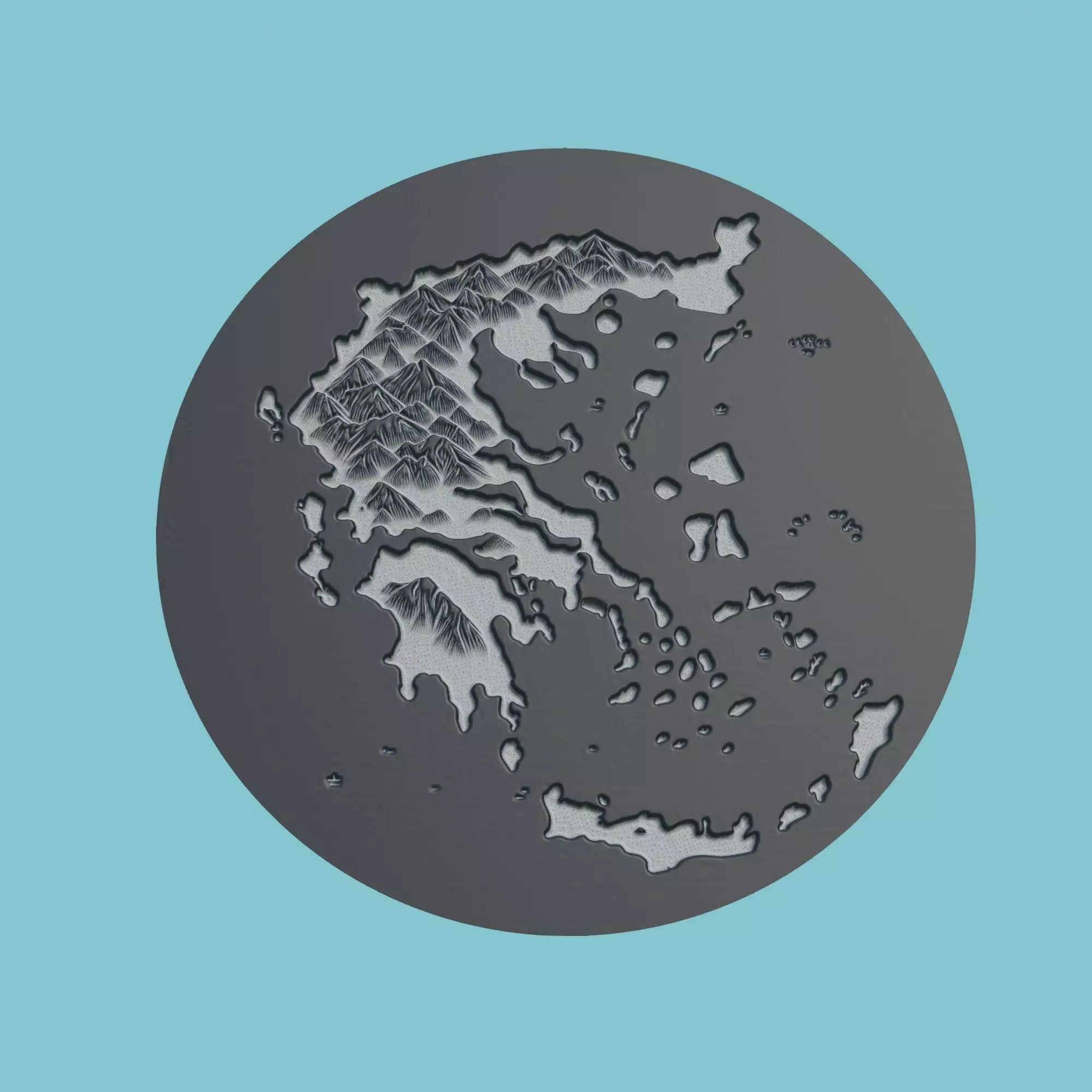 Greece Map Medallion 3D print model_0
