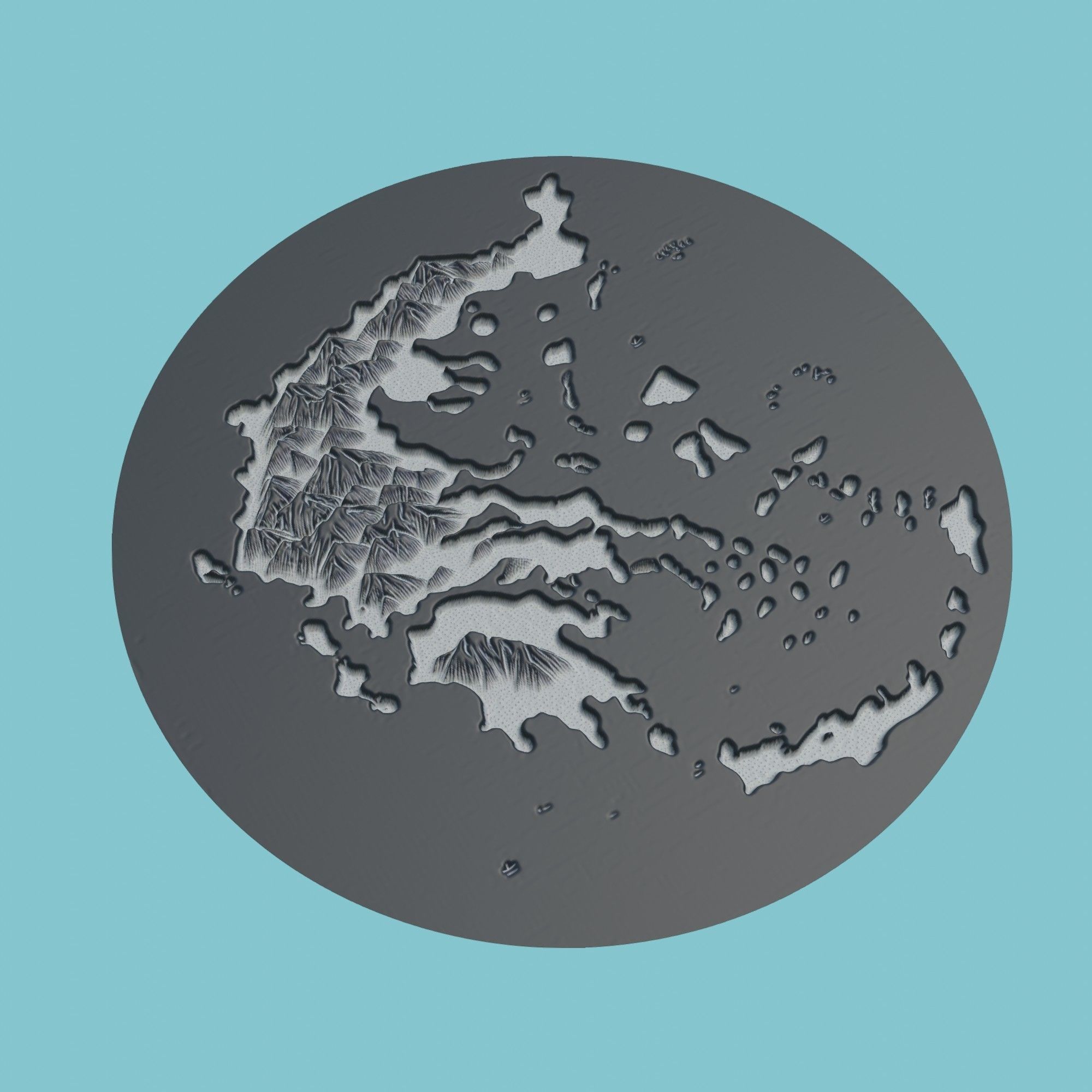 Greece Map Medallion 3D print model_1