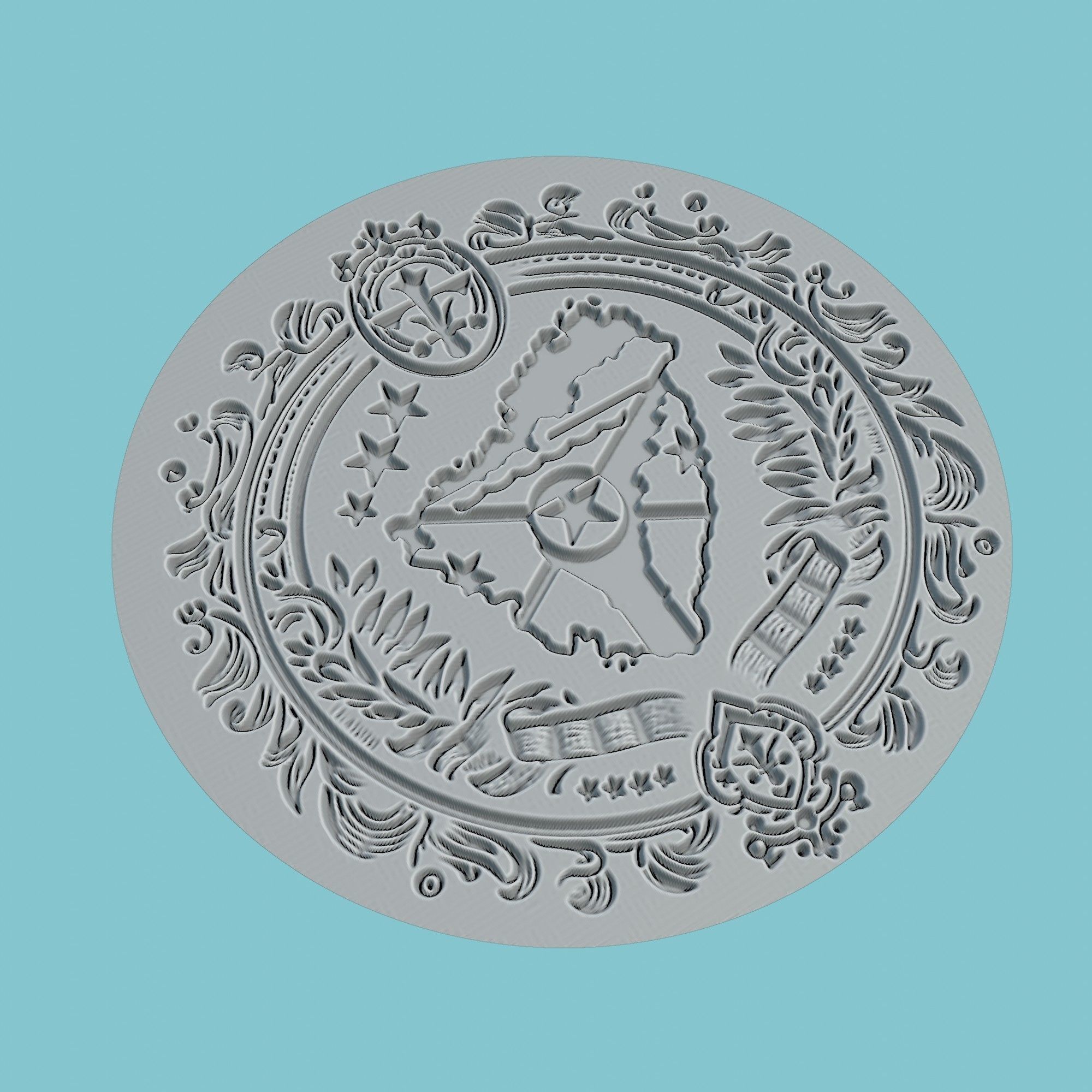 Grenada Map Medallion 3D print model_3