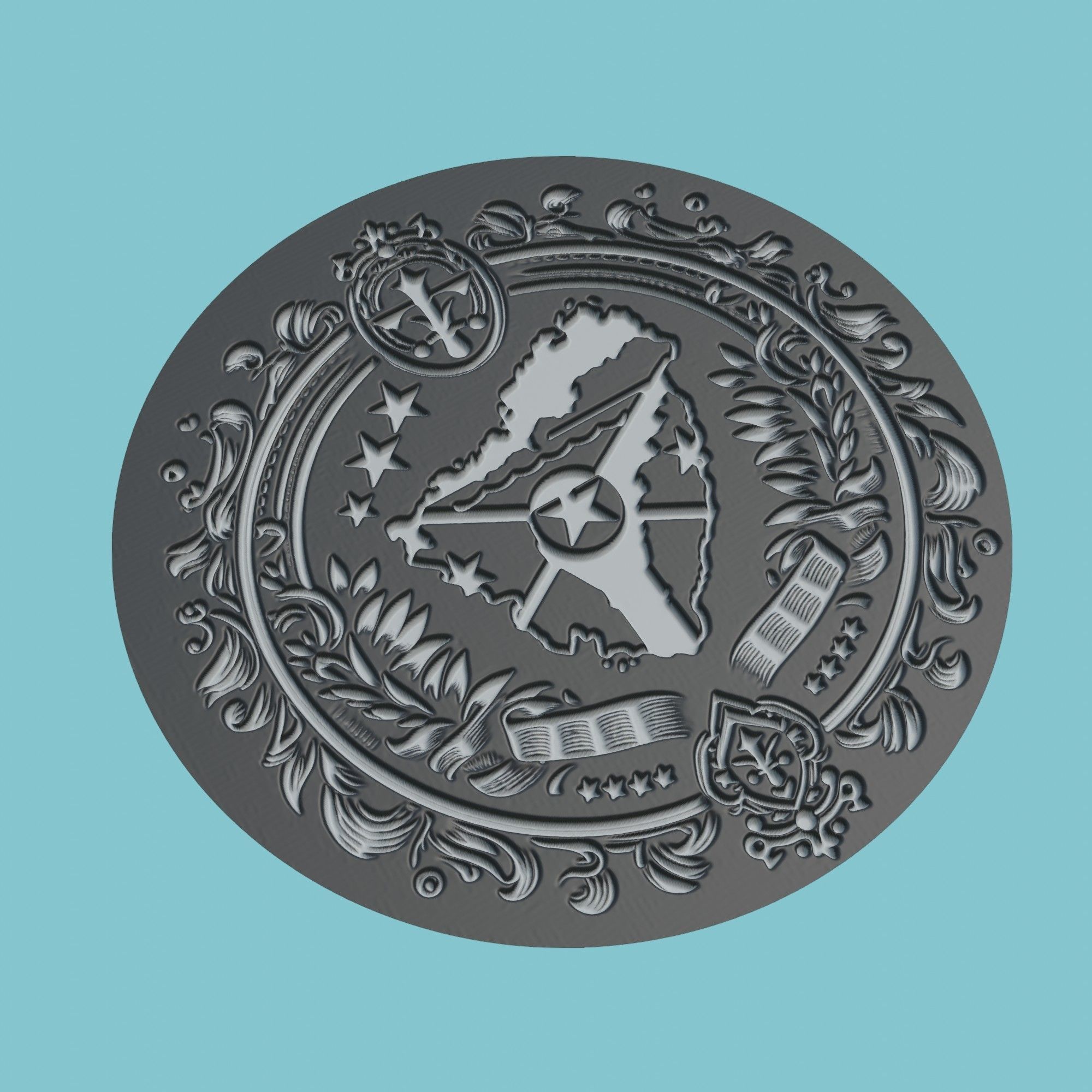 Grenada Map Medallion 3D print model_1