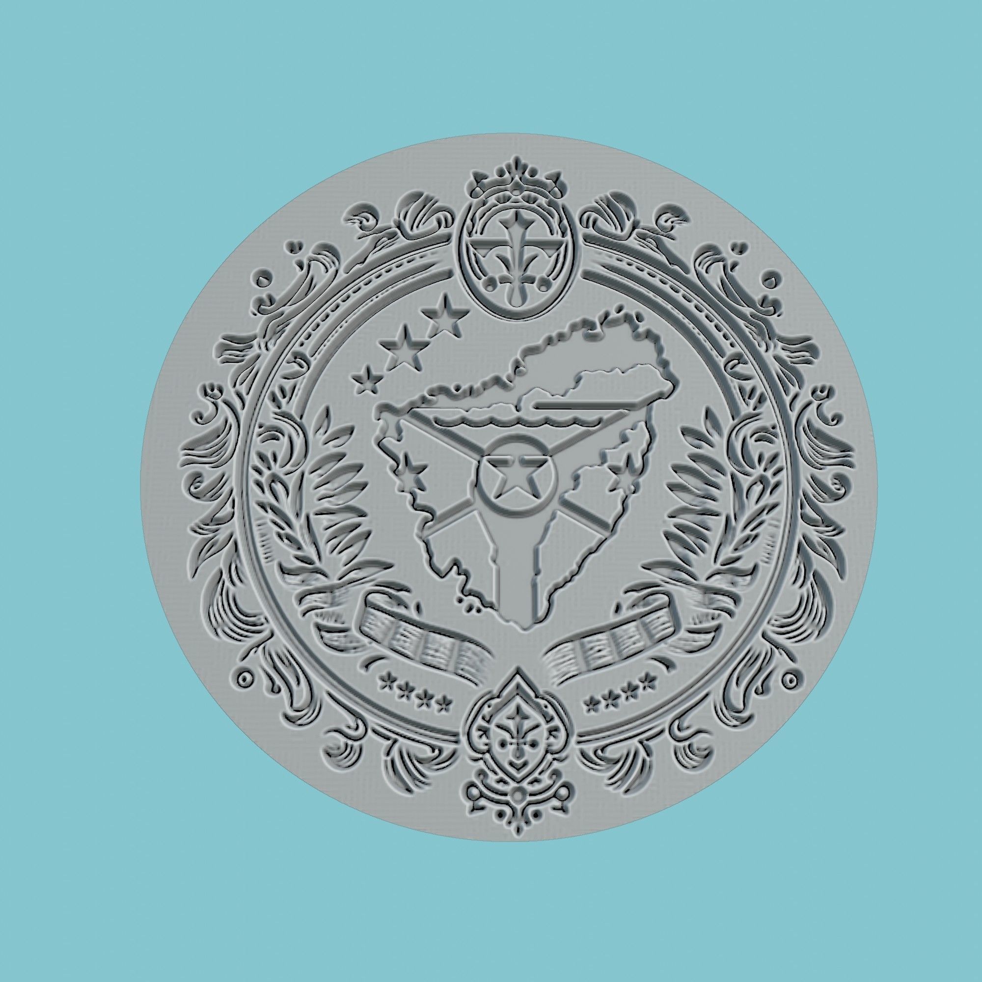 Grenada Map Medallion 3D print model_2