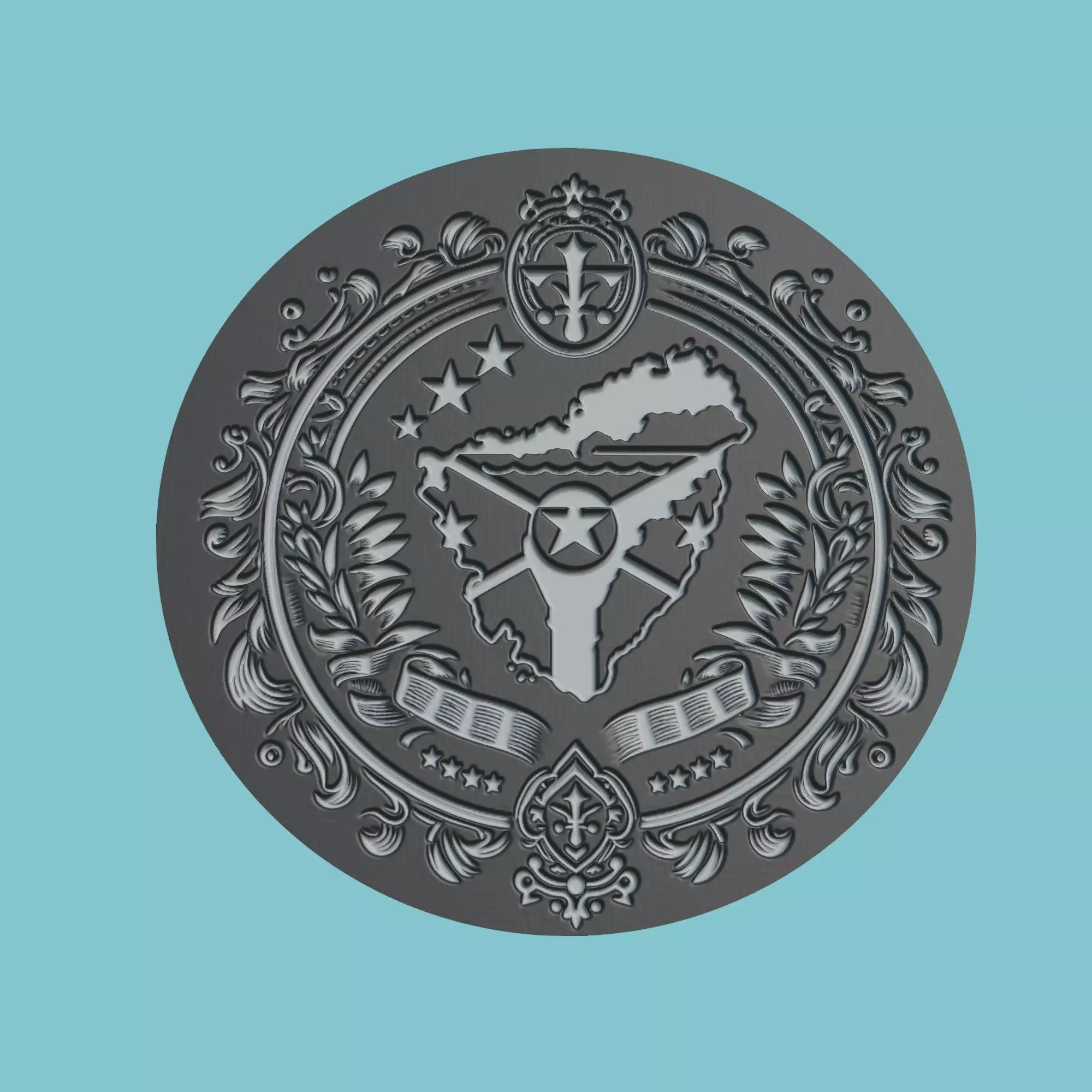 Grenada Map Medallion 3D print model_0