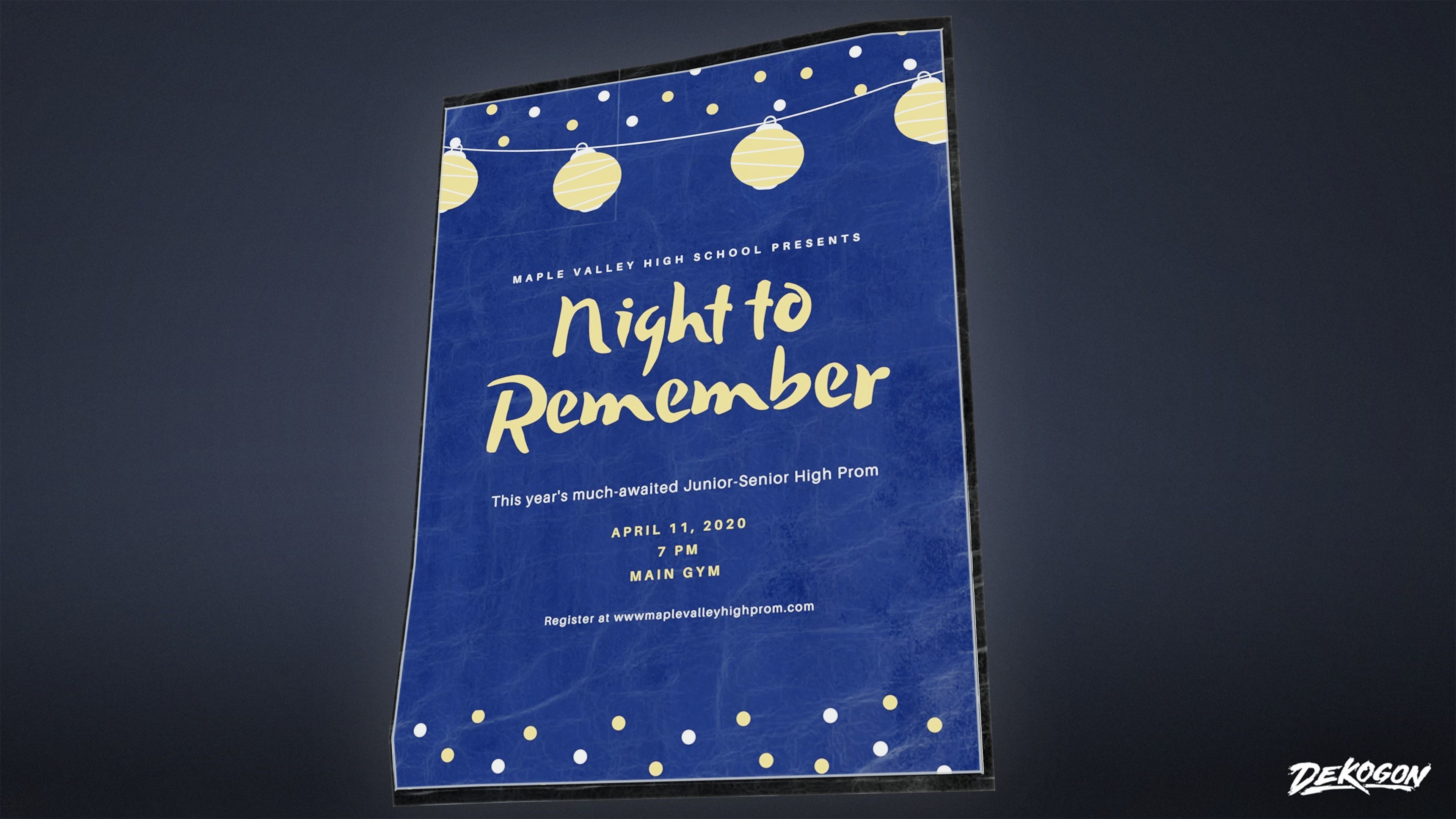 HIGH SCHOOL GYM - School Posters 01 - LOW POLY Low-poly 3D model_2