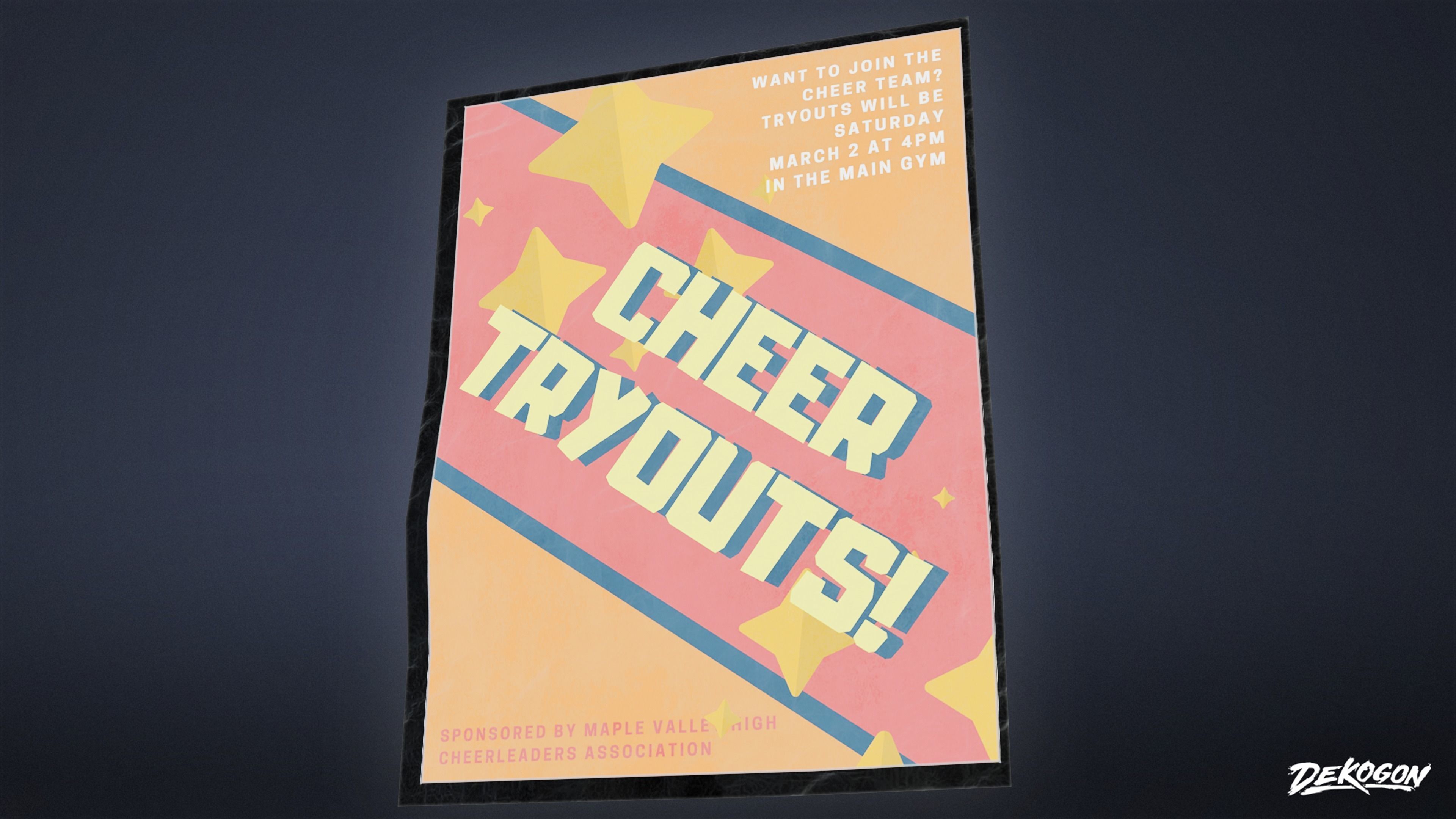 HIGH SCHOOL GYM - School Posters 01 - LOW POLY Low-poly 3D model_4