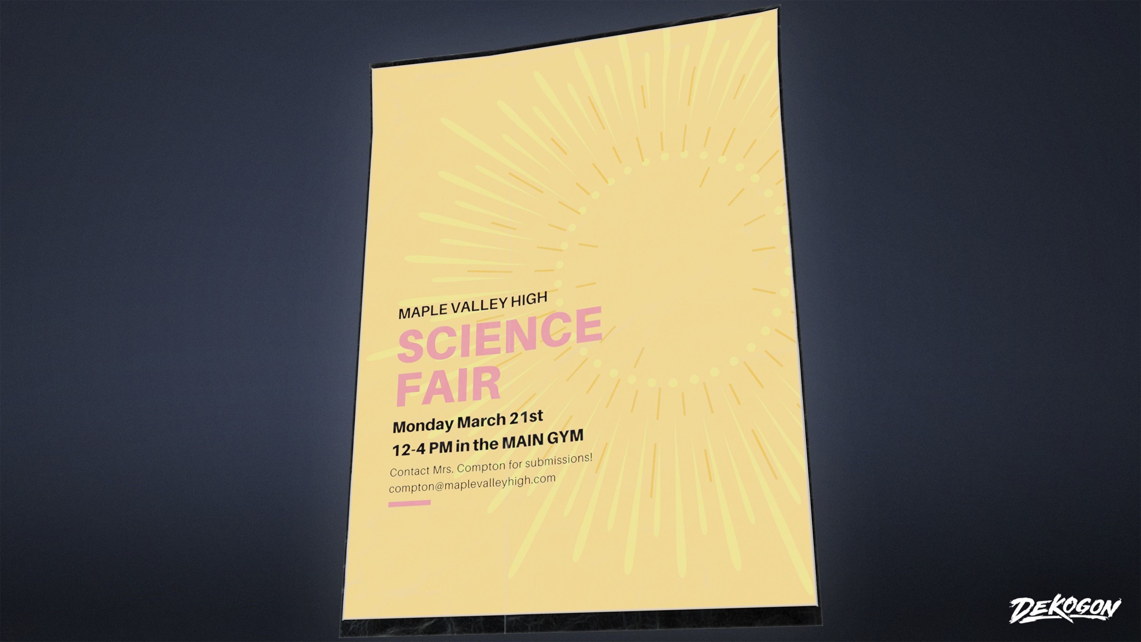 HIGH SCHOOL GYM - School Posters 01 - LOW POLY Low-poly 3D model_6