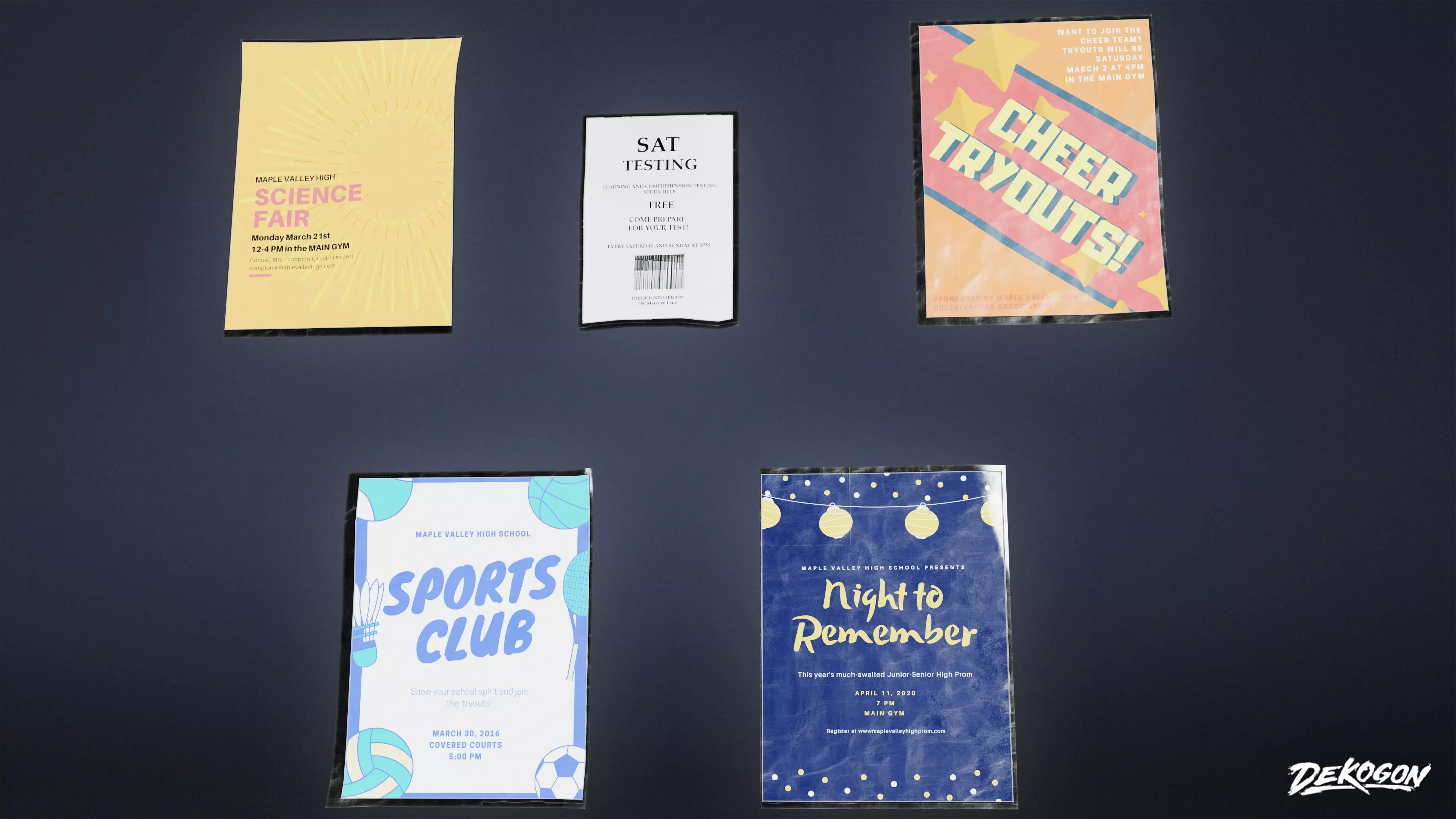 HIGH SCHOOL GYM - School Posters 01 - LOW POLY Low-poly 3D model_0