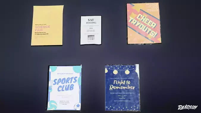 HIGH SCHOOL GYM - School Posters 01 - LOW POLY