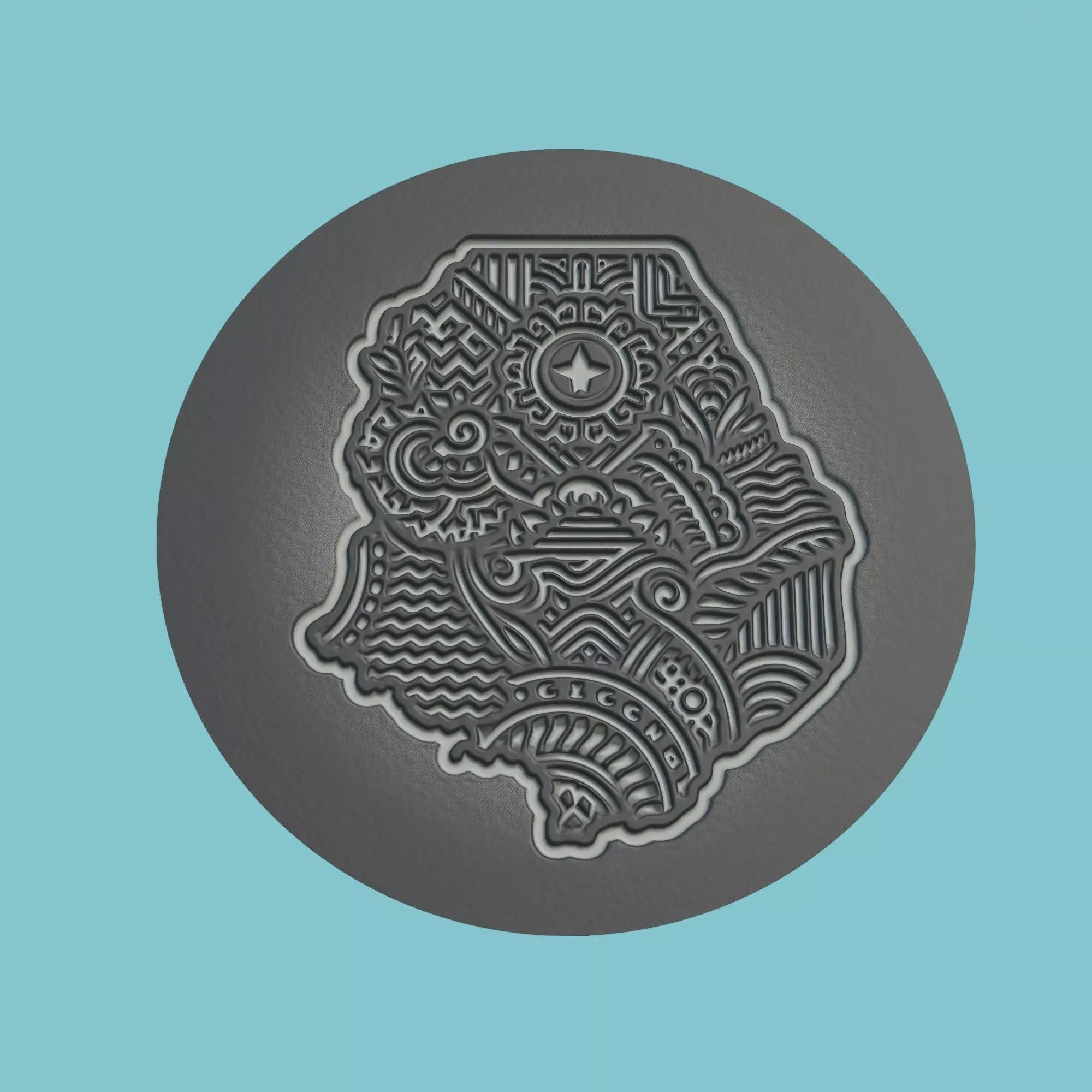 Guinea Map Medallion 3D print model