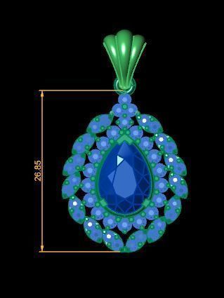 Ruby Emerald and daimond pandent 3D print model 3D print model_9