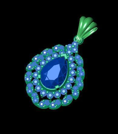 Ruby Emerald and daimond pandent 3D print model 3D print model_10