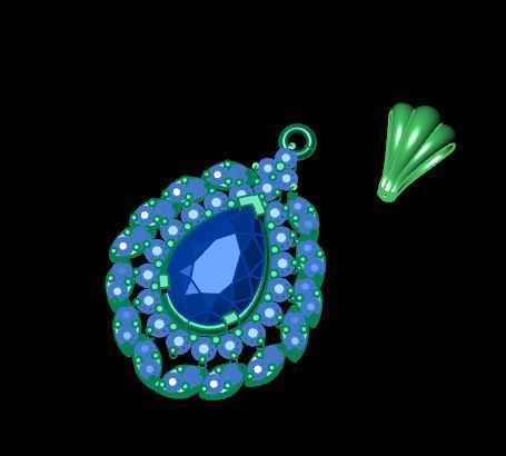 Ruby Emerald and daimond pandent 3D print model 3D print model_14
