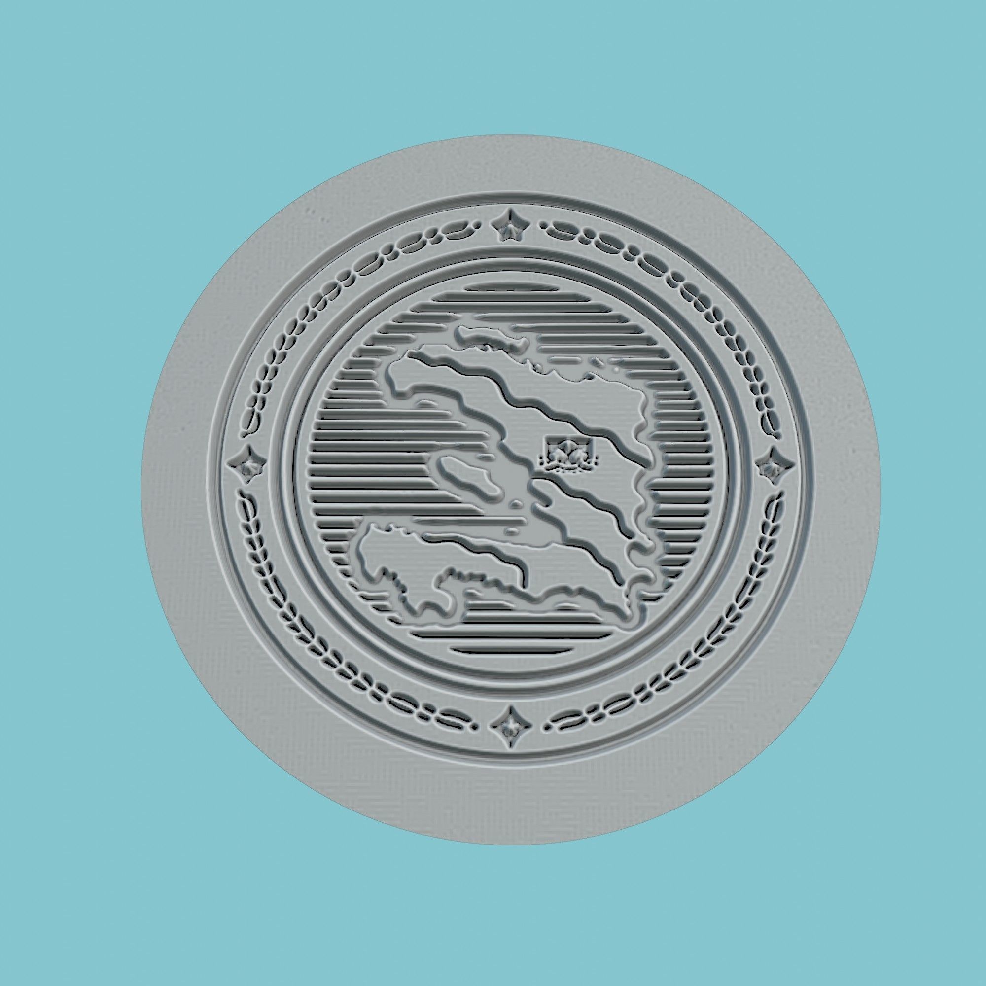 Haiti Map Medallion 3D print model_2