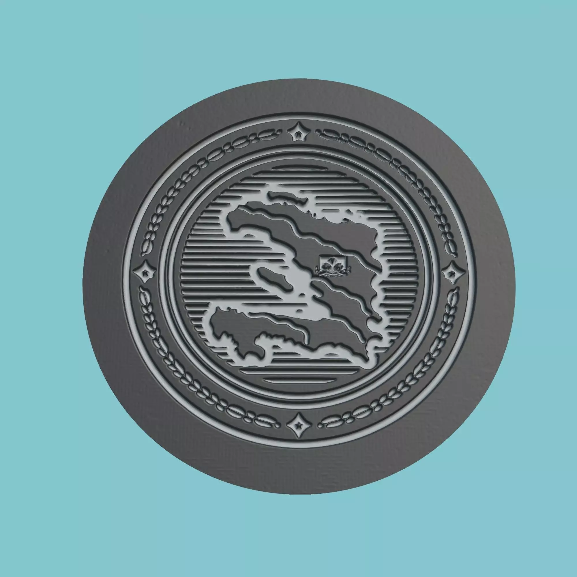 Haiti Map Medallion 3D print model_0