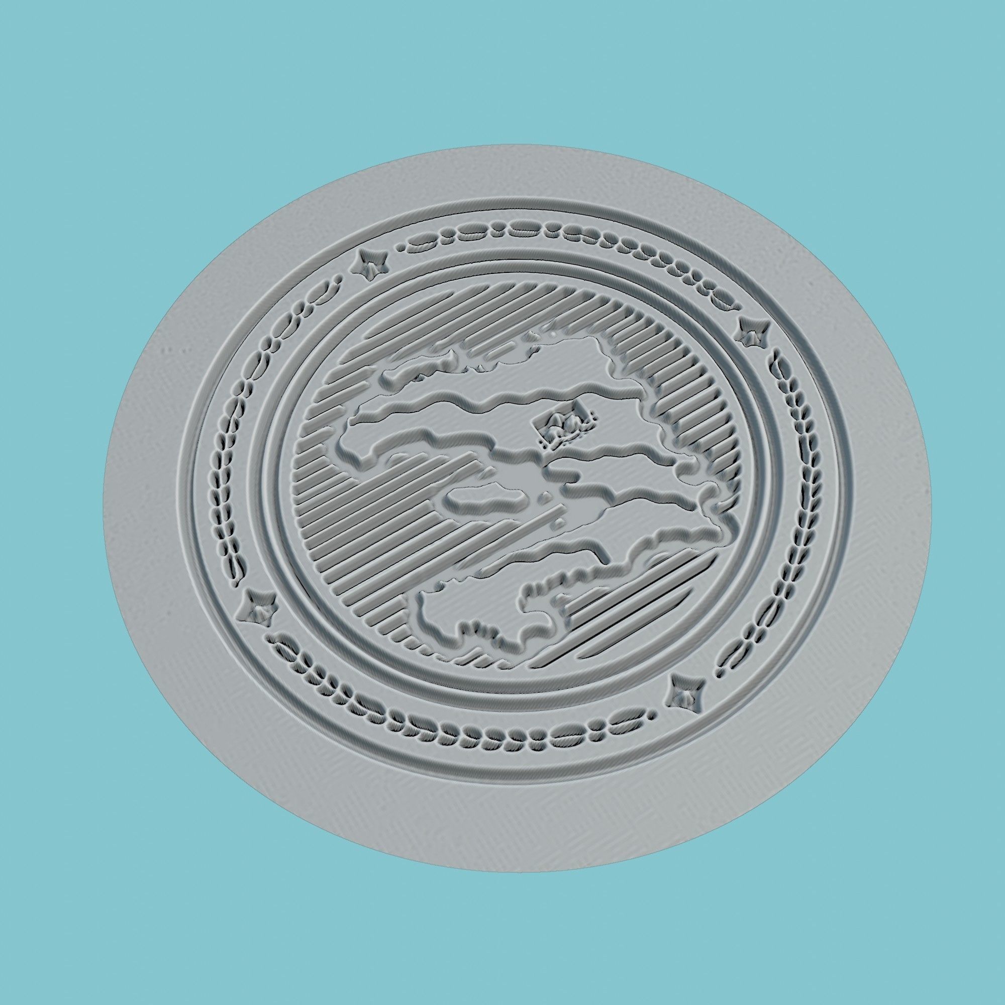 Haiti Map Medallion 3D print model_3